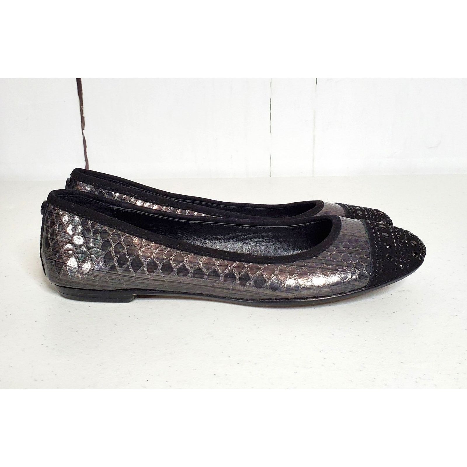 Donald Pliner Donald J Pliner Great Snakeskin Cap-Toe Ballet Flats 7 Size US 7 / IT 37 - 2 Thumbnail