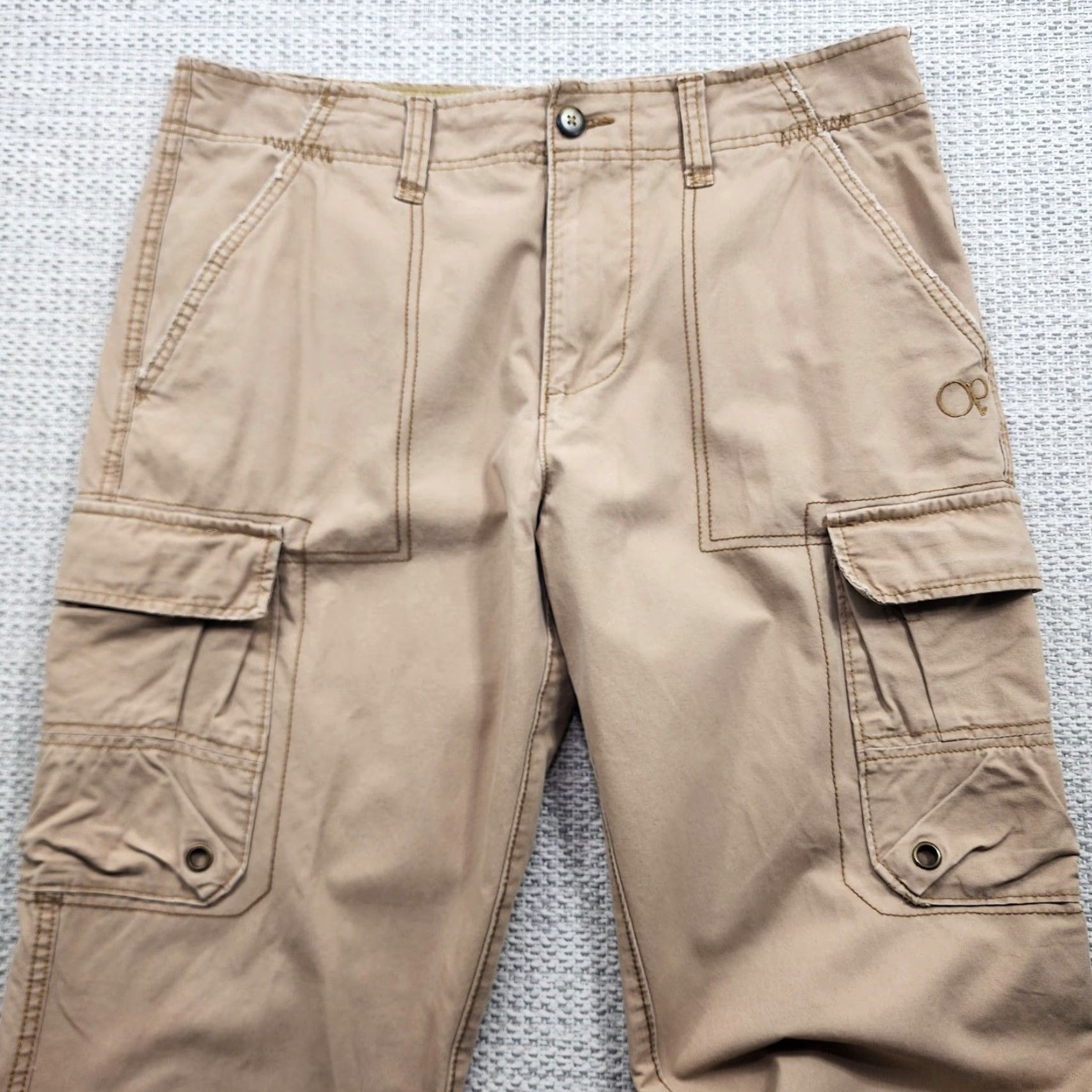 Vintage OP Cargo Pants Mens 36x30 Khaki Cargo Pockets Streetwear Beach Vintage: None (adjusted within rules) Size US 36 / EU 52 - 3 Thumbnail