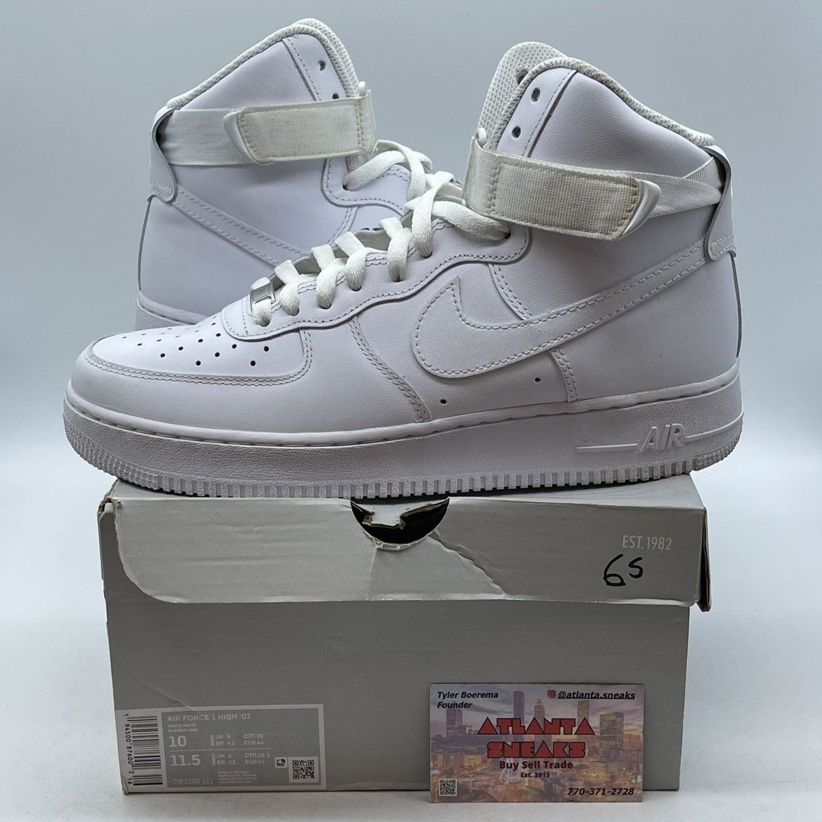Nike Air Force 1 high triple white Size US 10 / EU 43 - 1 Thumbnail