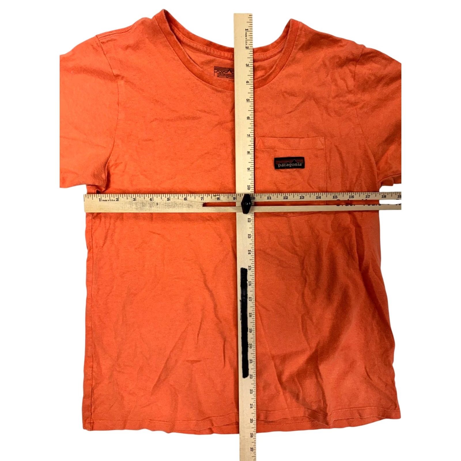 Patagonia VINTAGE Patagonia Women's T-Shirt L Orange Hemp Organic Cotton Pocket 90s Mens Womens Size ONE SIZE - 3 Thumbnail