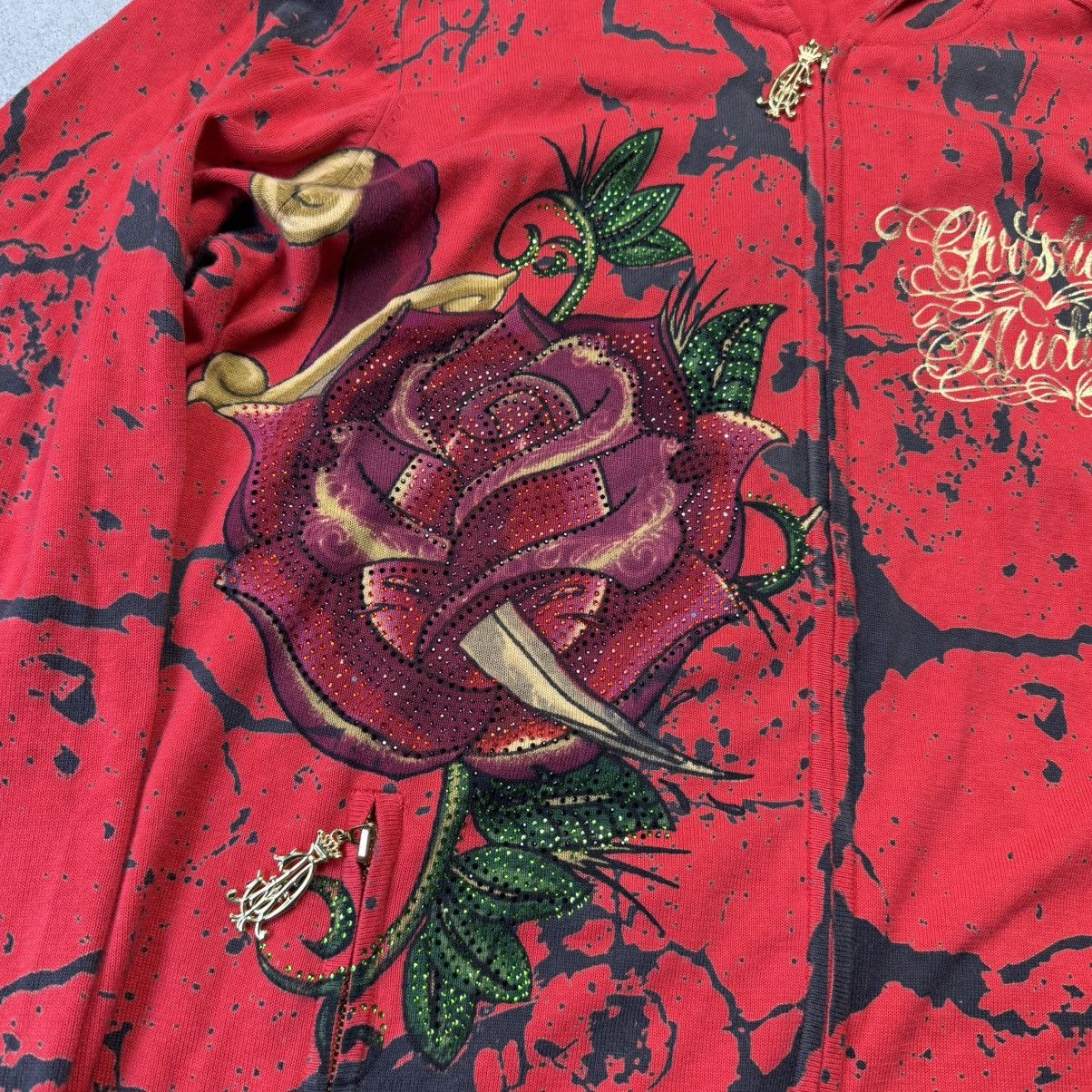 Christian Audigier × Ed Hardy × Vintage Vintage Blood Rose Christian Audiger Zip Up Hoodie y2k Size XL / US 12-14 / IT 48-50 - 3 Thumbnail