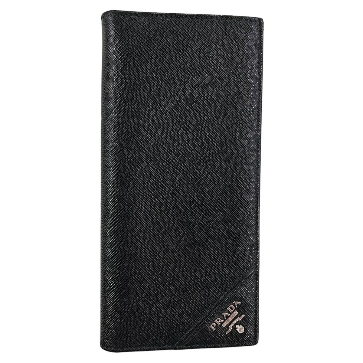 image of Prada Saffiano Corner Long Wallet in Black, Women's