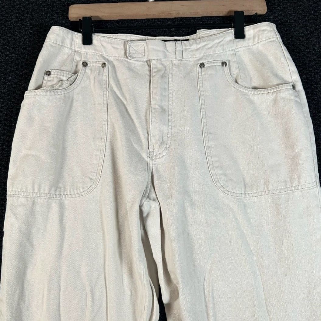 Vintage Xhileration 100% Cotton White Wide Stretch Carpenter Pants Women Size 13 White Womens Carpenter Pants XS? Size 34" / US 12 / IT 48 - 2 Thumbnail