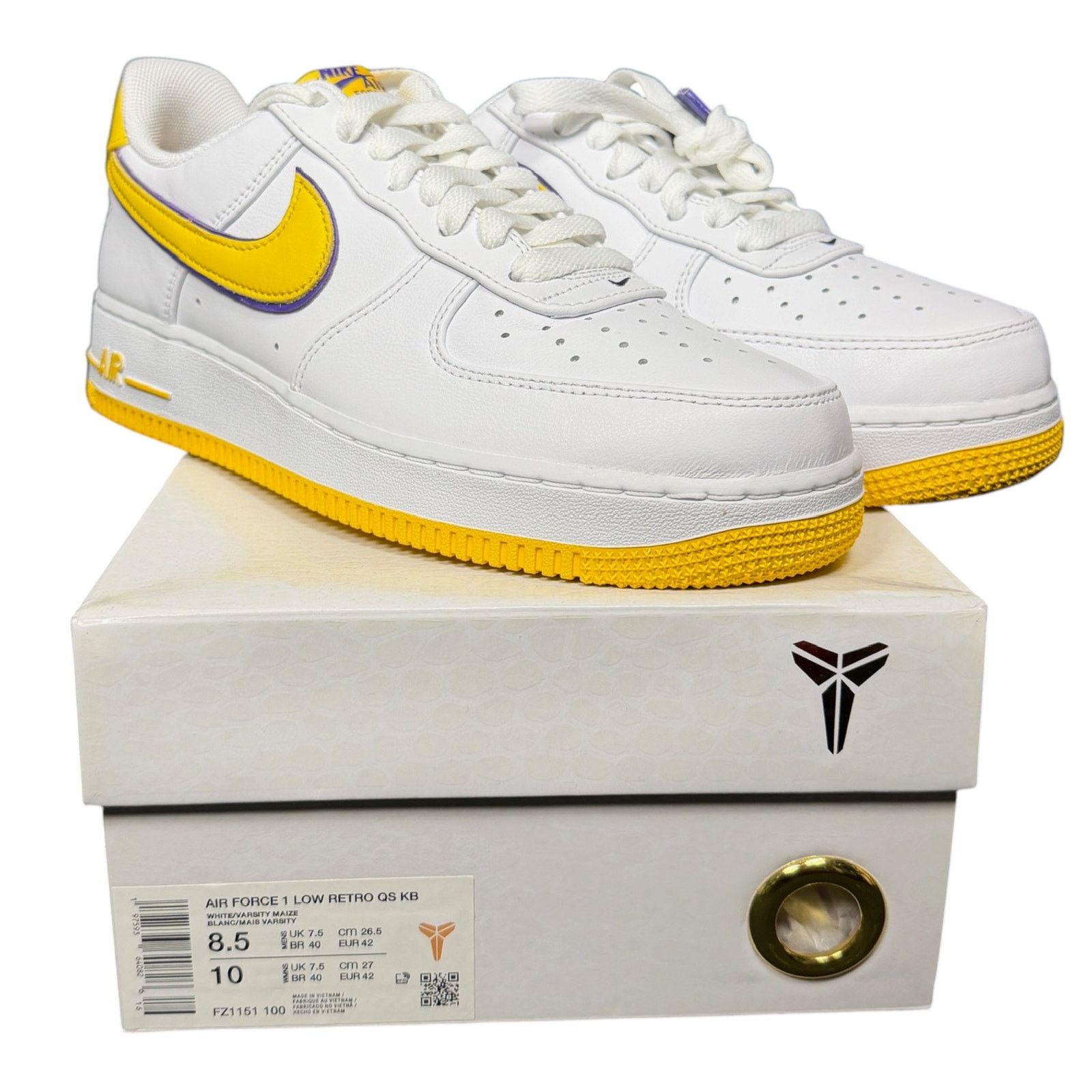 Nike Nike Kobe Bryant Air Force 1 Low Retro QS Lakers FZ1151-100 Size US 8.5 / EU 41-42 - 12 Thumbnail