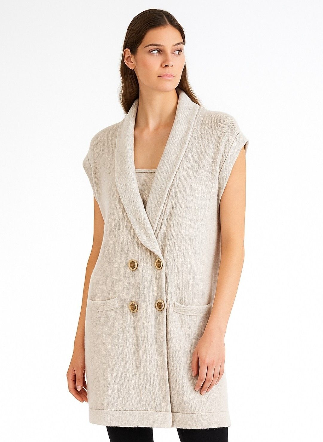 Brunello Cucinelli Brunello Cucinelli Sleeveless Shawl Cardigan Speckled Size M / US 6-8 / IT 42-44 - 16 Thumbnail