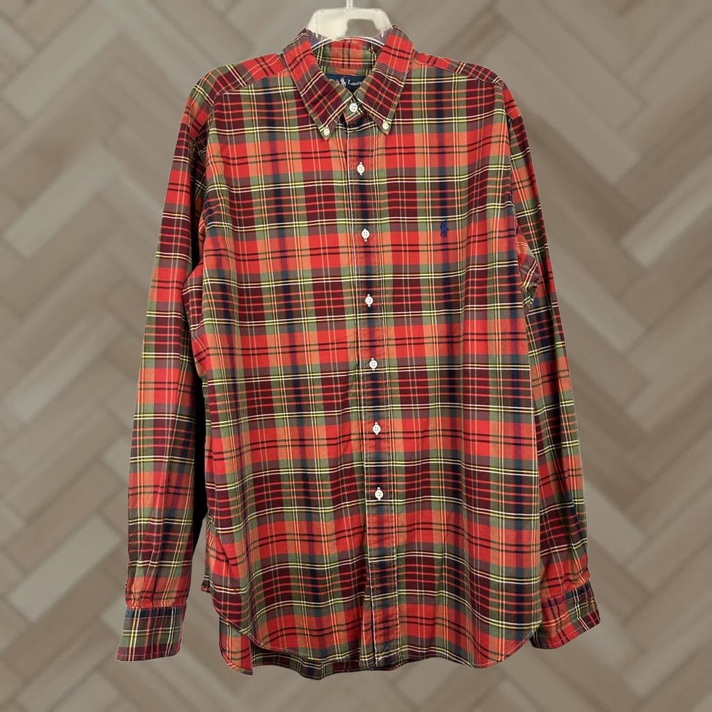Ralph Lauren Ralph Lauren Oxford Shirt Mens XL Button-Down Red Green Tartan Plaid Classic Size US XL / EU 56 / 4 - 1 Thumbnail