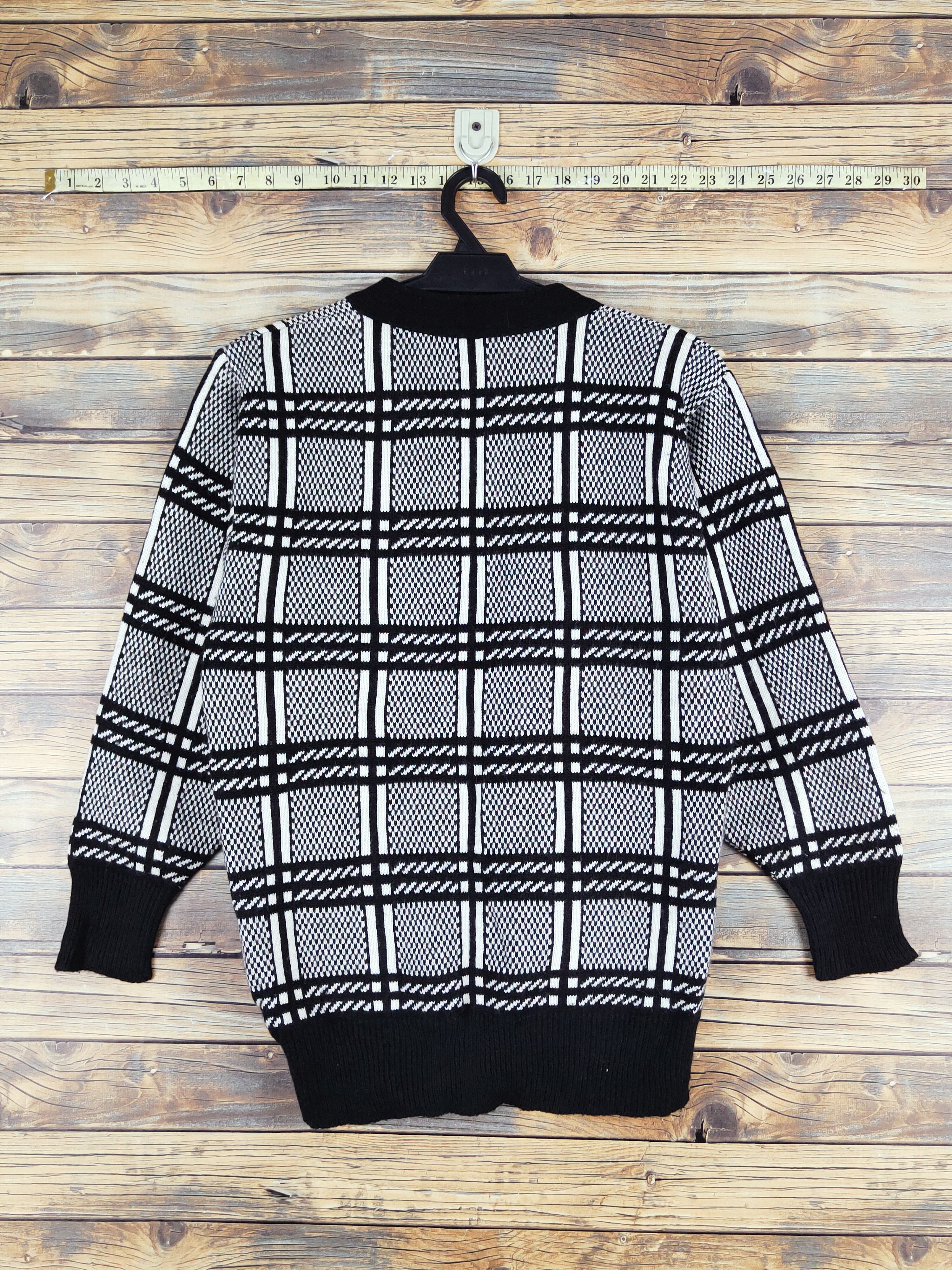 Homespun Knitwear × Japanese Brand × Vintage Japanese Brand Black white Knitwear Cardigan #W1149 Size M / US 6-8 / IT 42-44 - 8 Thumbnail