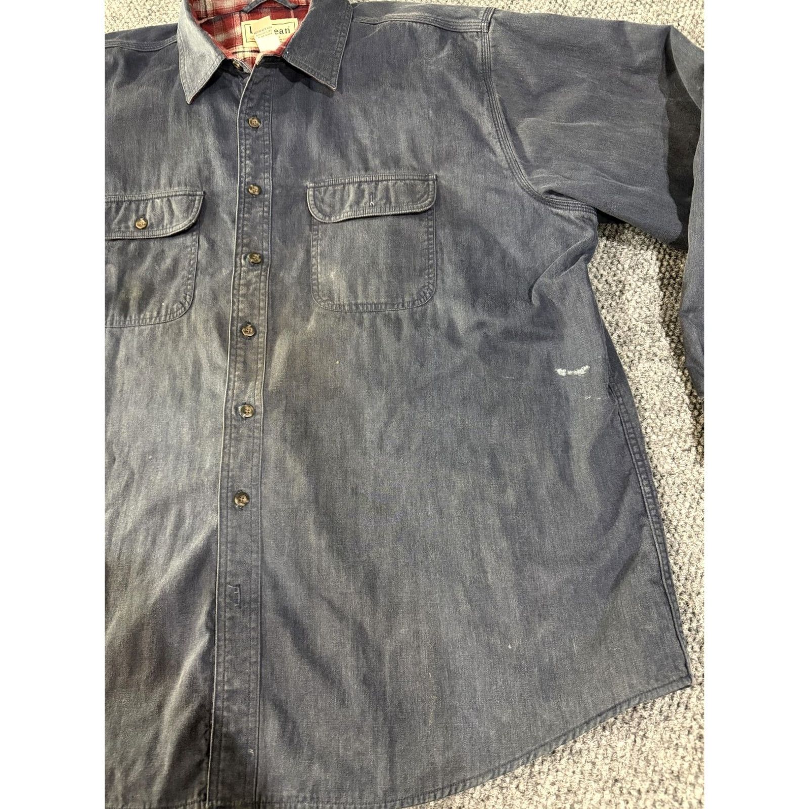 Vintage VINTAGE L.L.Bean Shirt Mens 2XL Blue Denim Flannel Lined Button Front Long Sleeve Casual Size US XXL / EU 58 / 5 - 3 Thumbnail