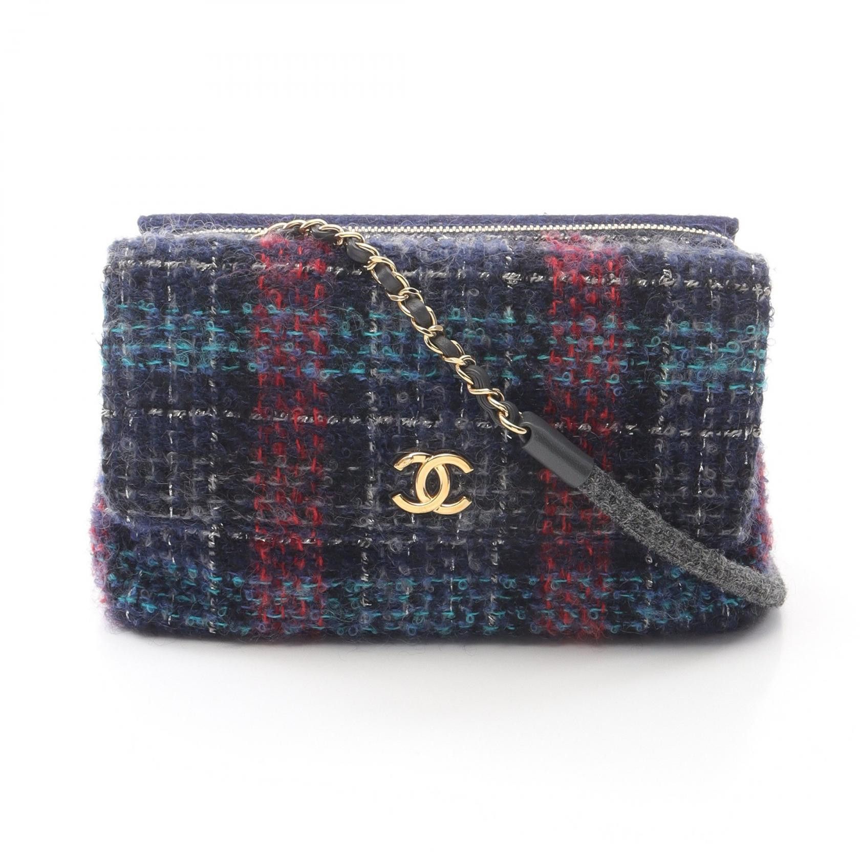 Chanel Chanel Chanel W Flap Leather Fabric Shoulder Bag Leather Shoulder Bag Size ONE SIZE - 1 Thumbnail