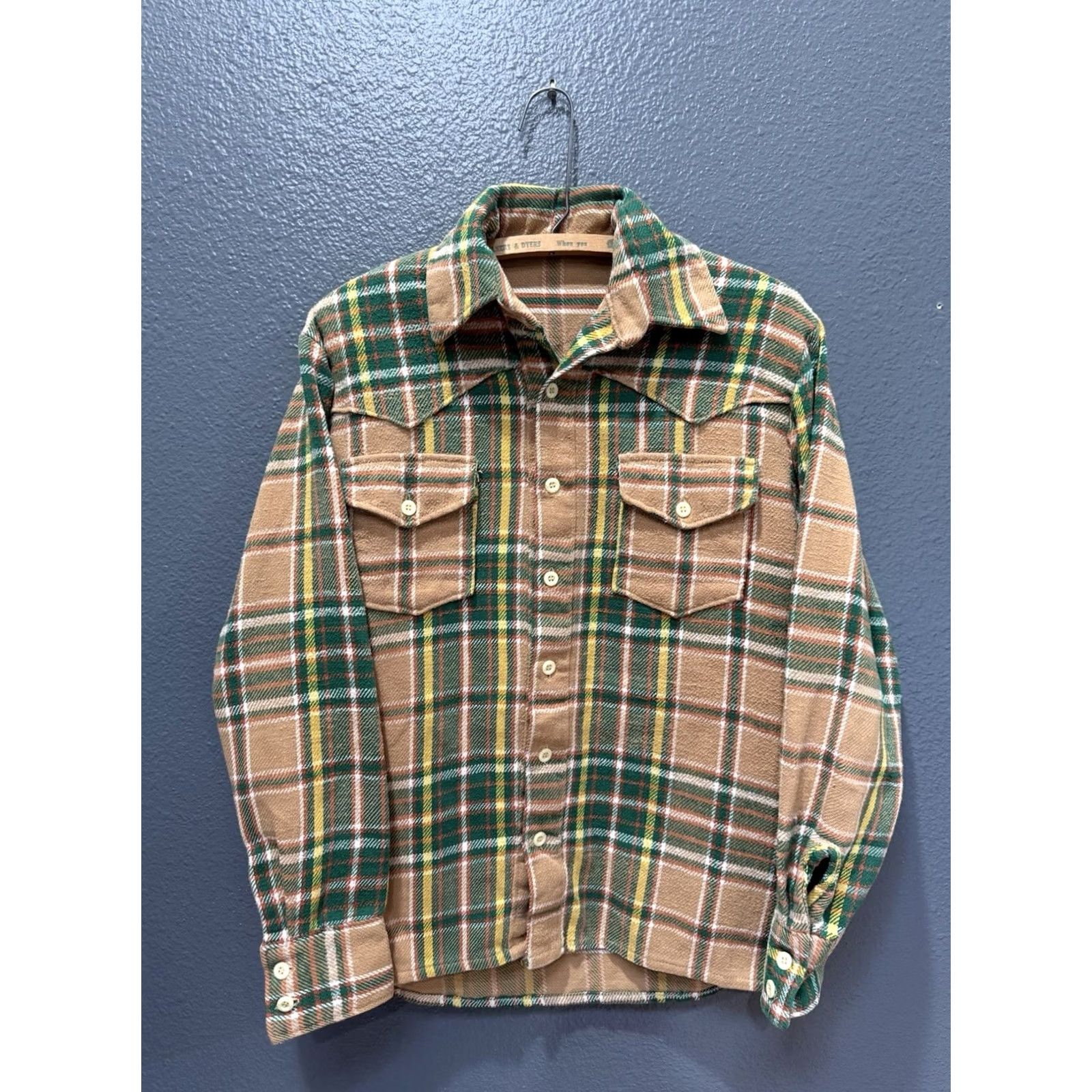 Vintage VINTAGE 70s Mens Medium Button Up Flannel Shirt Heavyweight Cotton Plaid Brown Size US M / EU 48-50 / 2 - 3 Thumbnail