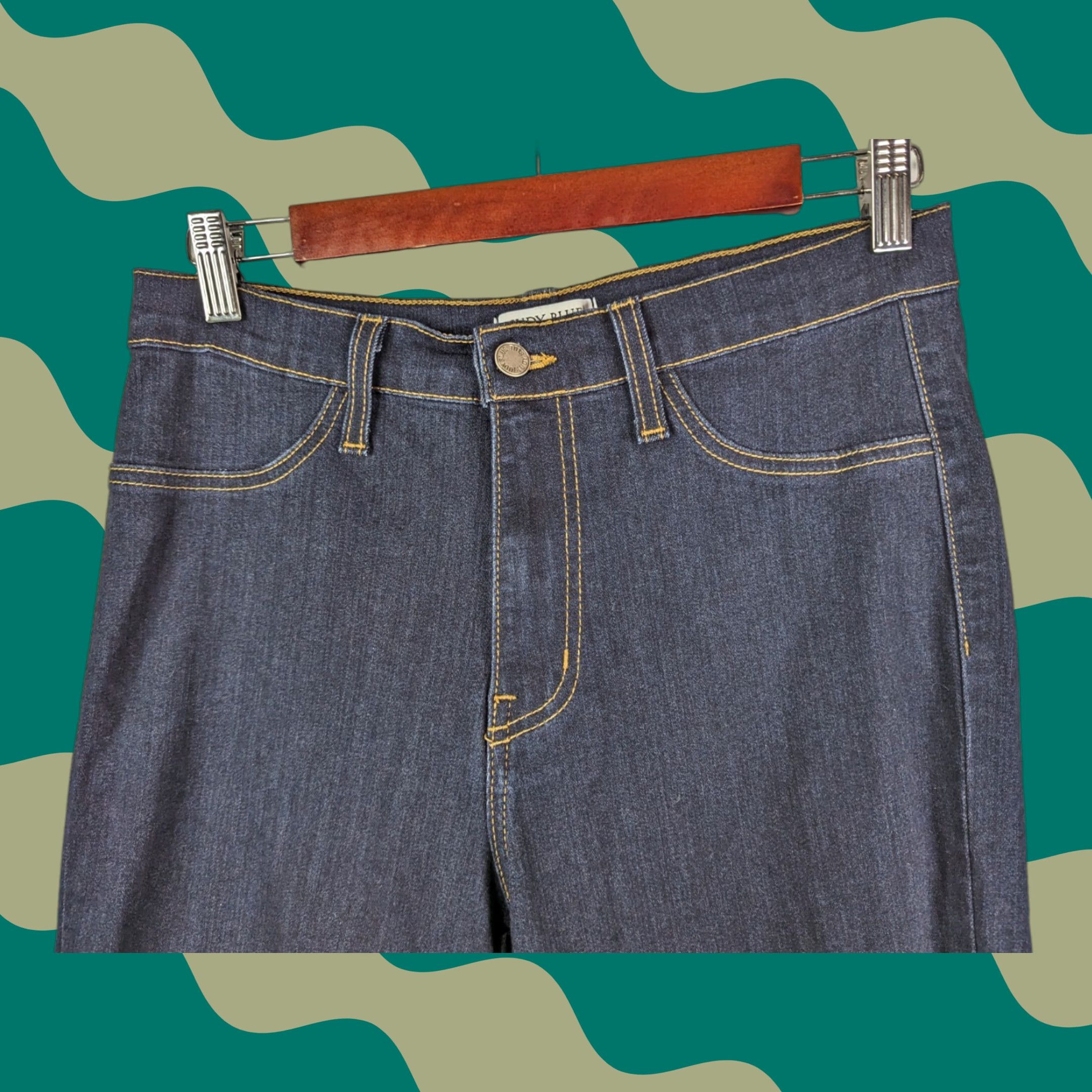 Vintage Judy Blue High Waist Super Flare Jeans 30 Blue Denim Cotton Blend Dark Wash Regular Womens Jeans Trend 90s Style- Flared USA 8396 Size 30" / US 8 / IT 44 - 1 Thumbnail