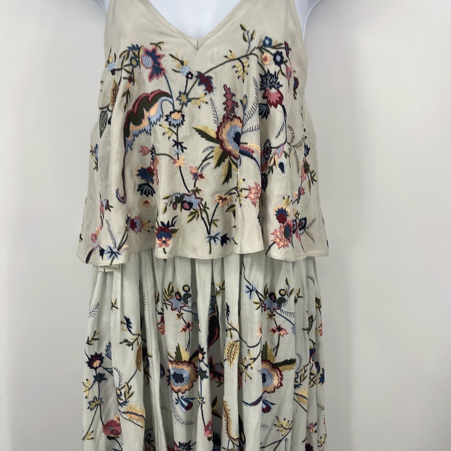 Anthropologie VINTAGE Anthropologie Maxikleid Women's S Gray Floral Sleeveless V-Neck Casual Elegant Spring Summer 2024 Girls Size S / US 4 / IT 40 - 2 Thumbnail