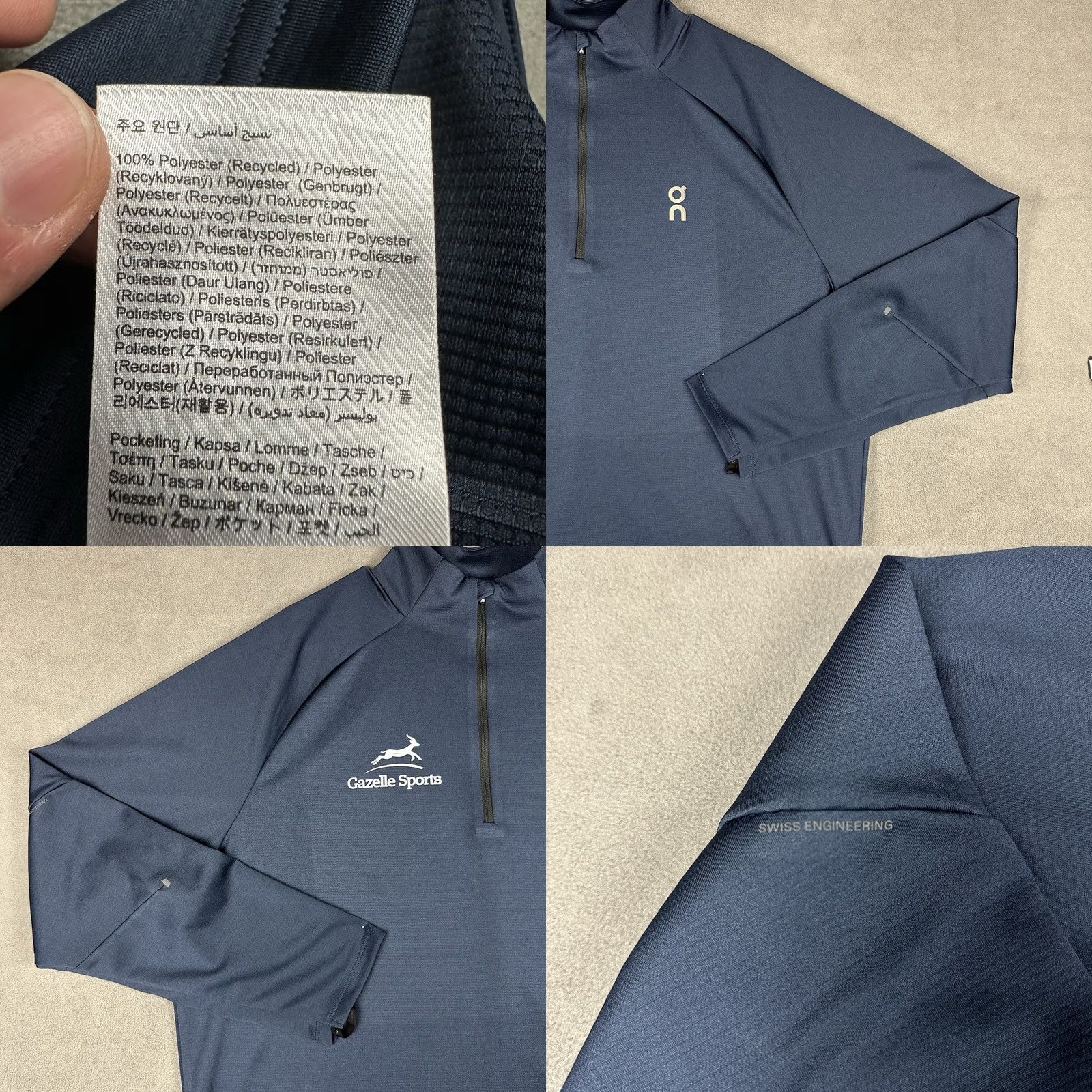 Vintage On Running On Cloud Climate Shirt Mens 2XL Blue Zip Pullover Stretch Activewear Running & Jogging Size US XXL / EU 58 / 5 - 8 Thumbnail