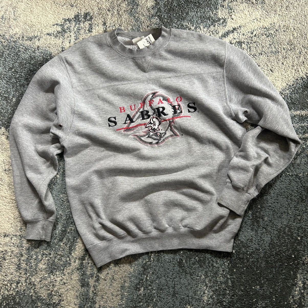 NHL LATE 90s MiD 2000s LEE SPORT BUFFALO SABRES PANELED CREWNECK Size US L / EU 52-54 / 3 - 9 Thumbnail