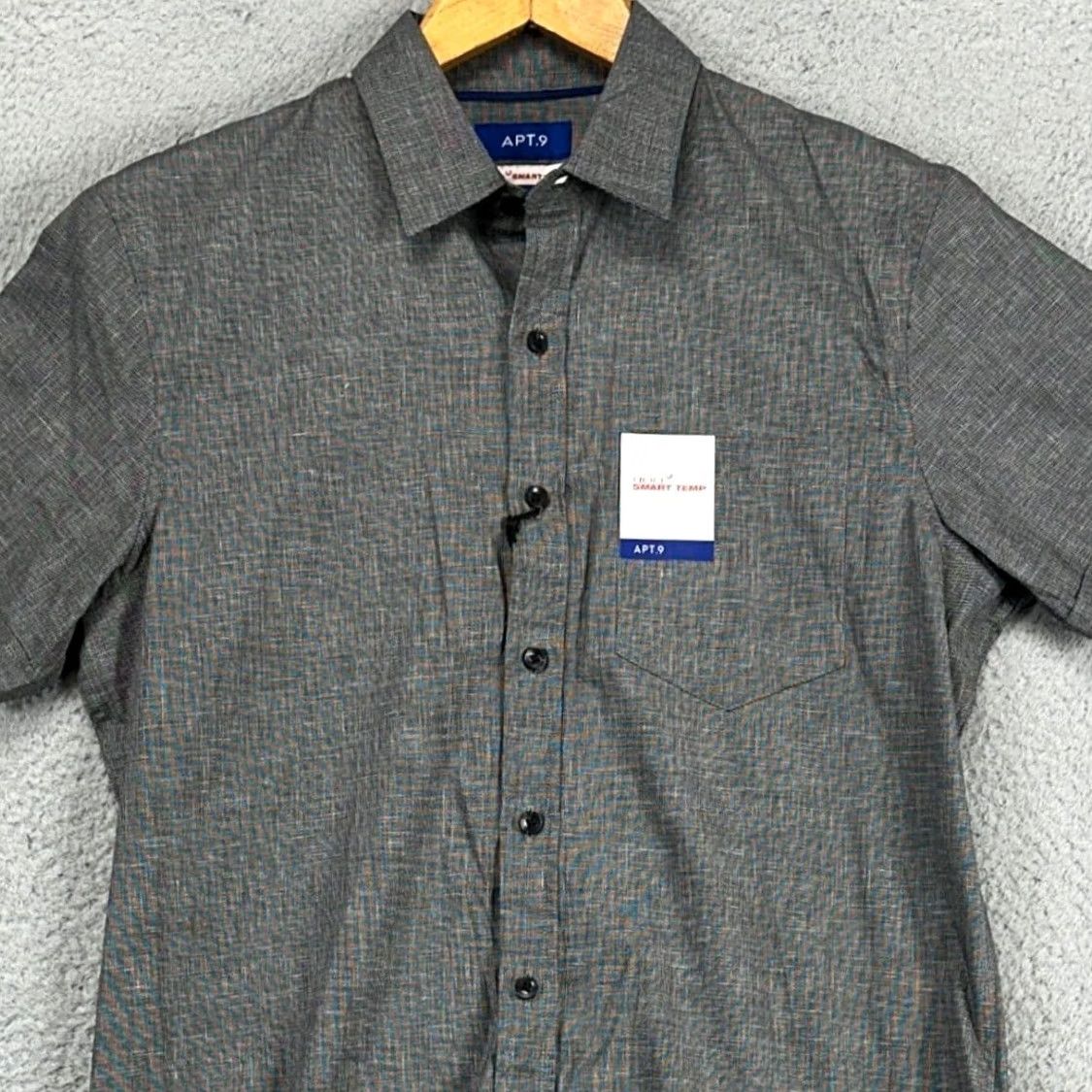 Apt. 9 Apt. 9 Shirt Mens Small Grey Smart Temp Short Sleeve Button-Up Pocket NEW Size US S / EU 44-46 / 1 - 2 Thumbnail