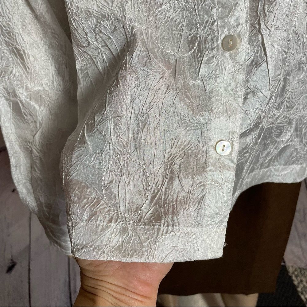 Chicos Chico's Embroidered Long Sleeve White Blouse Size 1 US M Size M / US 6-8 / IT 42-44 - 9 Thumbnail