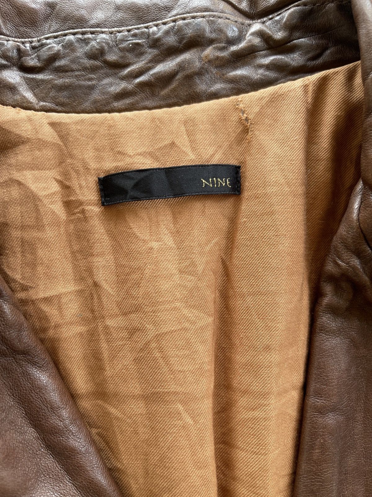 Japanese Brand NINE Sheepskin Wrinkle Rider Leather Jacket Size XS / US 0-2 / IT 36-38 - 15 Thumbnail