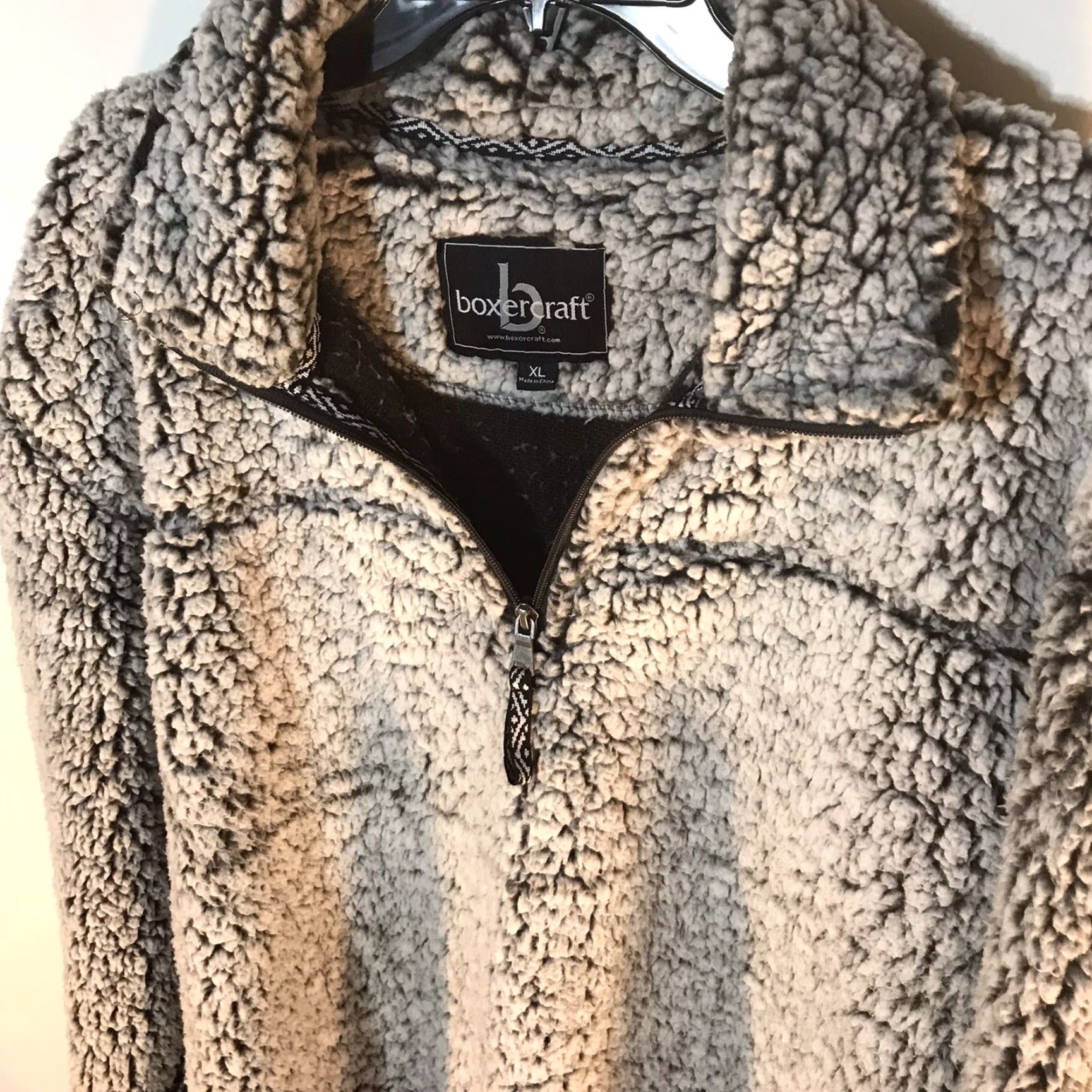 Vintage Boxercraft Heavyweight Faux Fur 1/4 Zip Pullover XL Wht/Blk Mens Size US XL / EU 56 / 4 - 2 Thumbnail