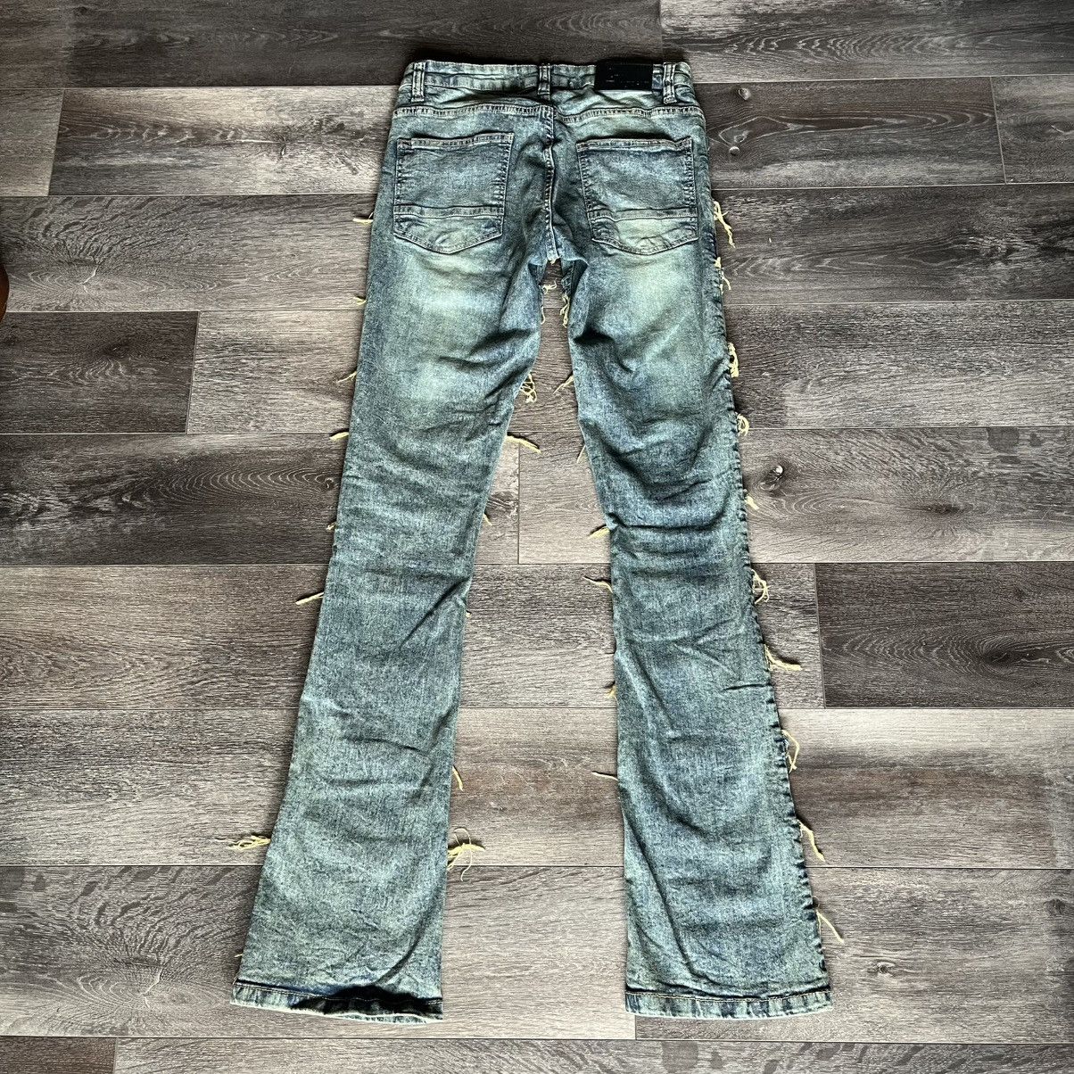 Vintage Vintage Style Octagon Distressed Stack Denim Jeans 30x36 Size US 30 / EU 46 - 2 Thumbnail