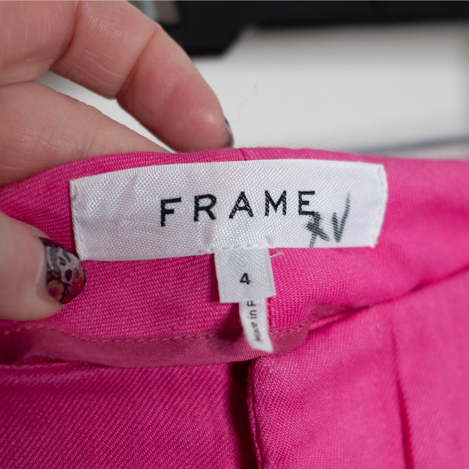 Frame FRAME High Waist Linen Blend Trouser Flamingo Size 27" / US 4 / IT 40 - 5 Thumbnail
