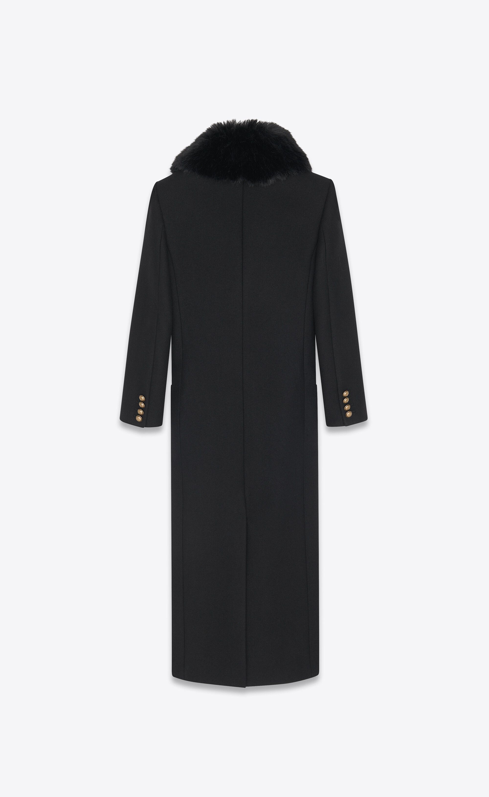 Saint Laurent Paris o1bcso1str0225 Long Double Breasted Coat in Wool in Black Size S / US 4 / IT 40 - 3 Thumbnail