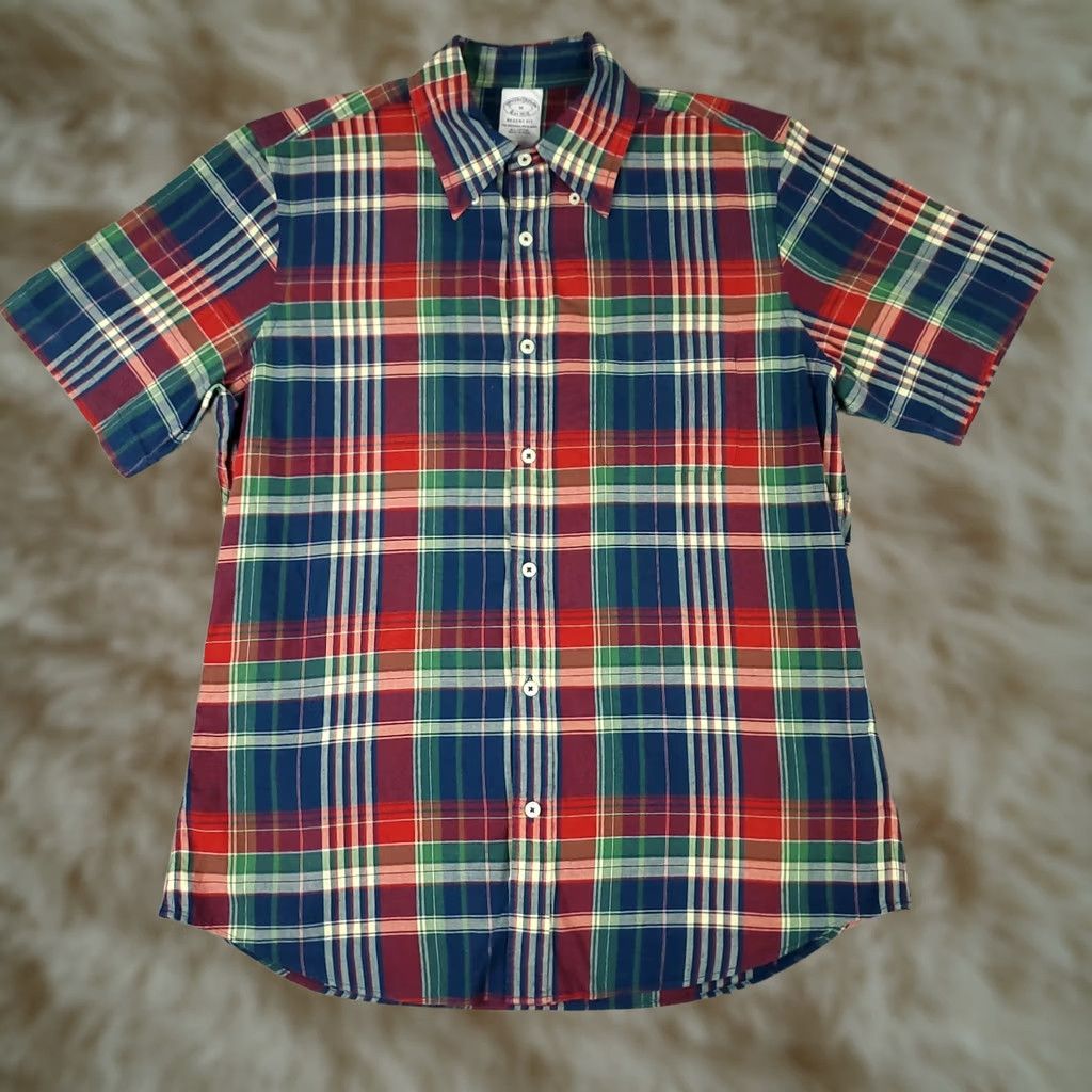 Brooks Brothers Brooks Brothers Shirt Mens Medium Blue Red Plaid Regent Button Up Short Sleeve Size US M / EU 48-50 / 2 - 1 Thumbnail