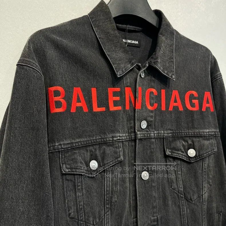 Balenciaga Balenciaga Red Embroidered Logo Denim Jacket Size US S / EU 44-46 / 1 - 3 Thumbnail