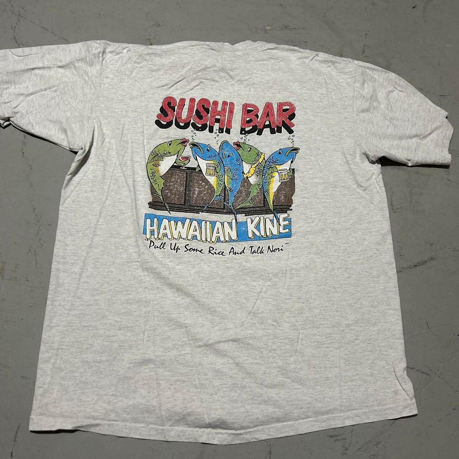 Other **Grey Vintage 90s Hawaiian Kine Sushi Bar T-Shirt Size US XL / EU 56 / 4 - 1 Thumbnail