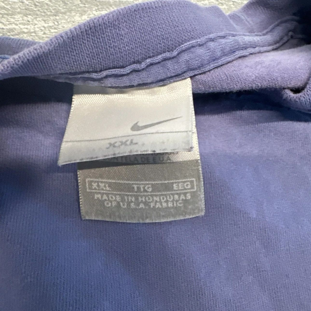 Nike × Vintage VINTAGE Nike T Shirt Purple Spell Out Logo Center Swoosh 2XL Size US XXL / EU 58 / 5 - 5 Thumbnail