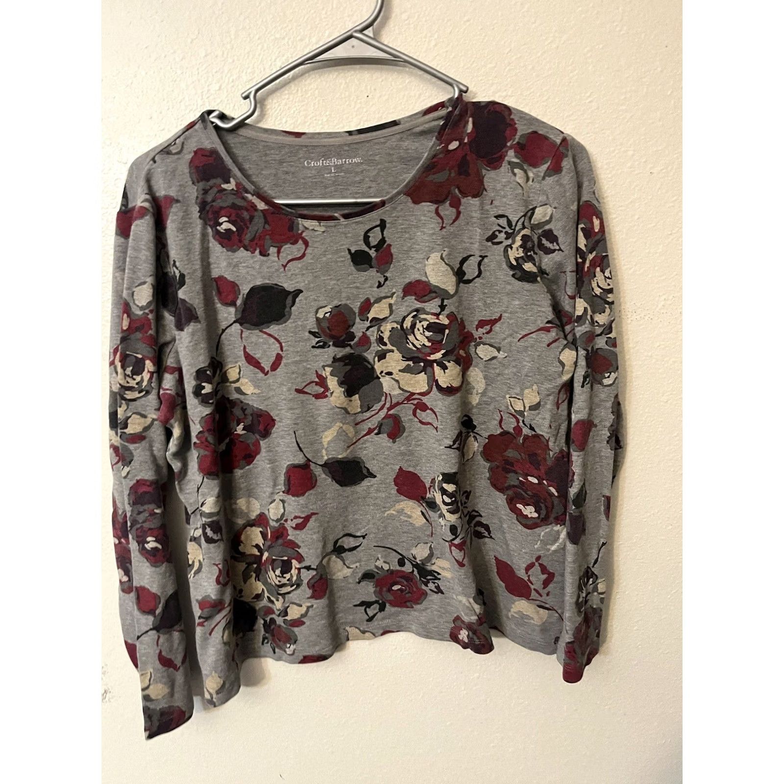 Croft & Barrow Croft & Barrow Womens Top Large Floral Long Sleeve Multi Cotton Fabric Casual Travel Size L / US 10 / IT 46 - 2 Thumbnail