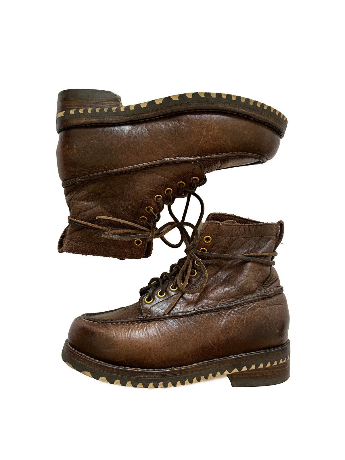 image of Visvim Ss20 Kainai Moc Toe-Folk Shoes in Brown, Men's (Size 8)