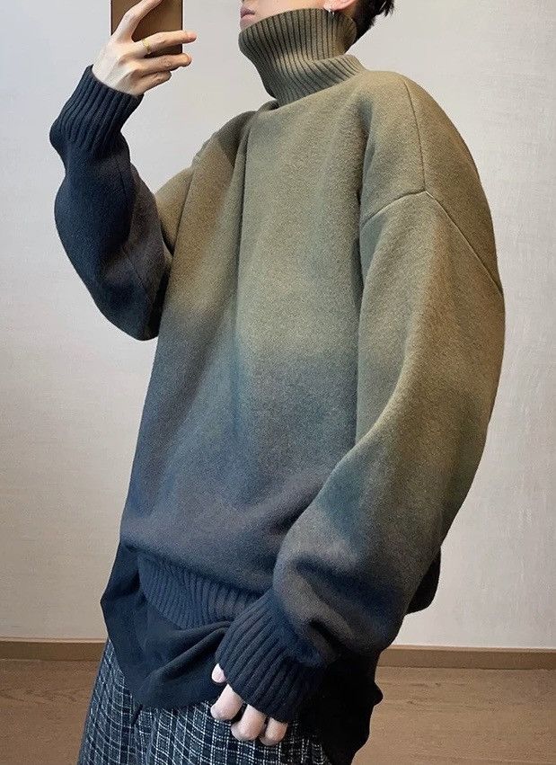 Japanese Brand × Vintage Outdoor retro gradient effect turtleneck sweater knitwear Size US L / EU 52-54 / 3 - 3 Thumbnail