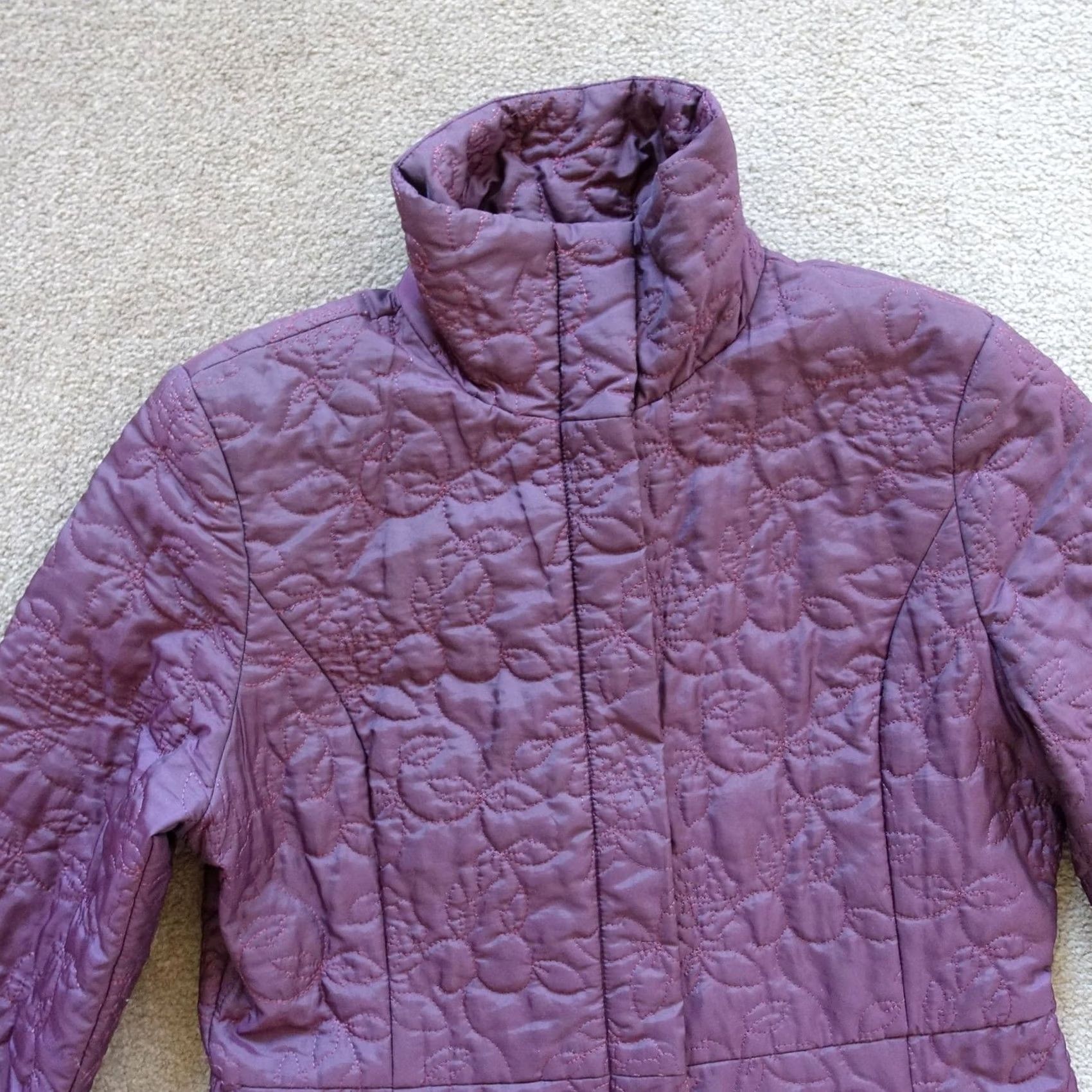 Zara Zara Coat Womens M Purple Quilted Longline Puffer Zip Insulated Nylon Lined Floral Winter Size M / US 6-8 / IT 42-44 - 2 Thumbnail