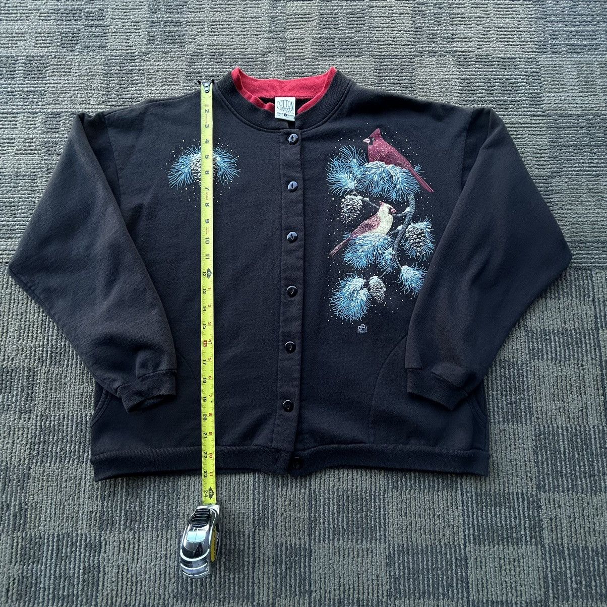 Vintage Vtg 1995 Nature Birds Black/Red Grandma Cardigan Sweater Size US L / EU 52-54 / 3 - 5 Thumbnail