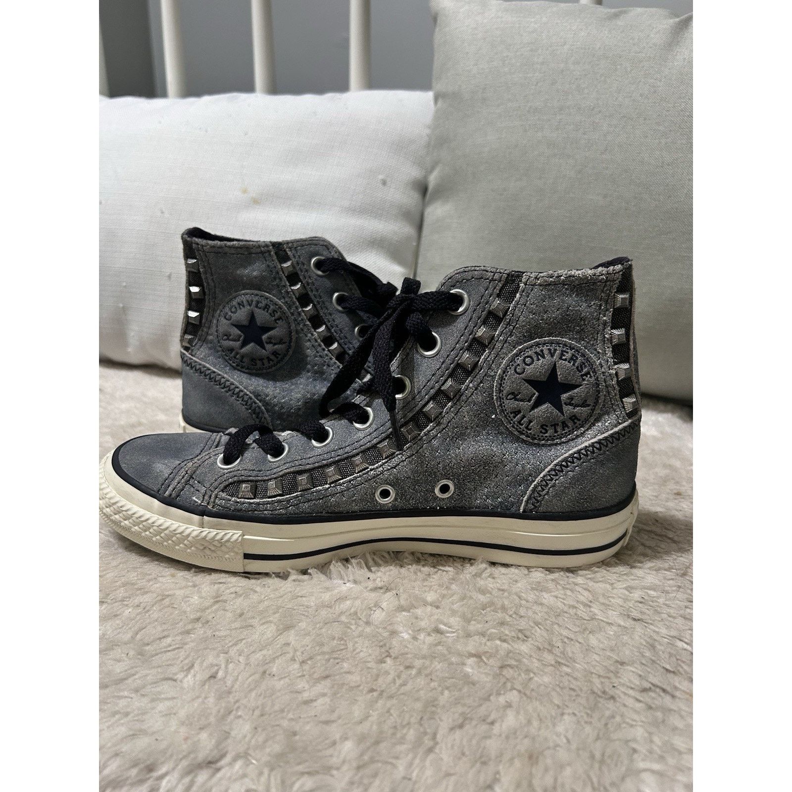 Converse Converse Womens High Top Studded Suede Denim Sneakers Size 7 Size US 7 / IT 37 - 5 Thumbnail