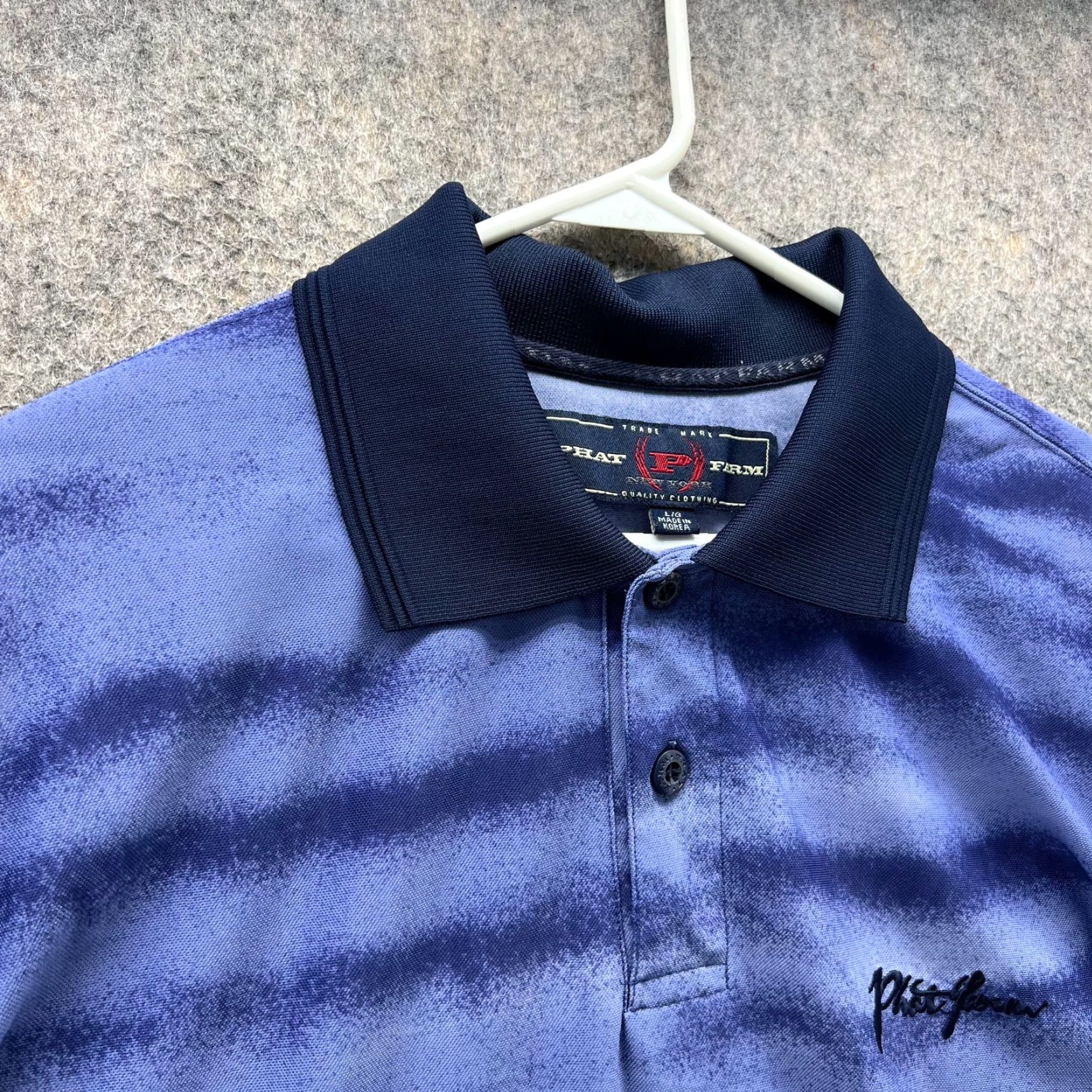 Phat Farm Phat Farm Polo Shirt Mens Large AOP Blue Graphic Print Golf 90s Polo Shirt Mens L Blue 90s Size US L / EU 52-54 / 3 - 3 Thumbnail