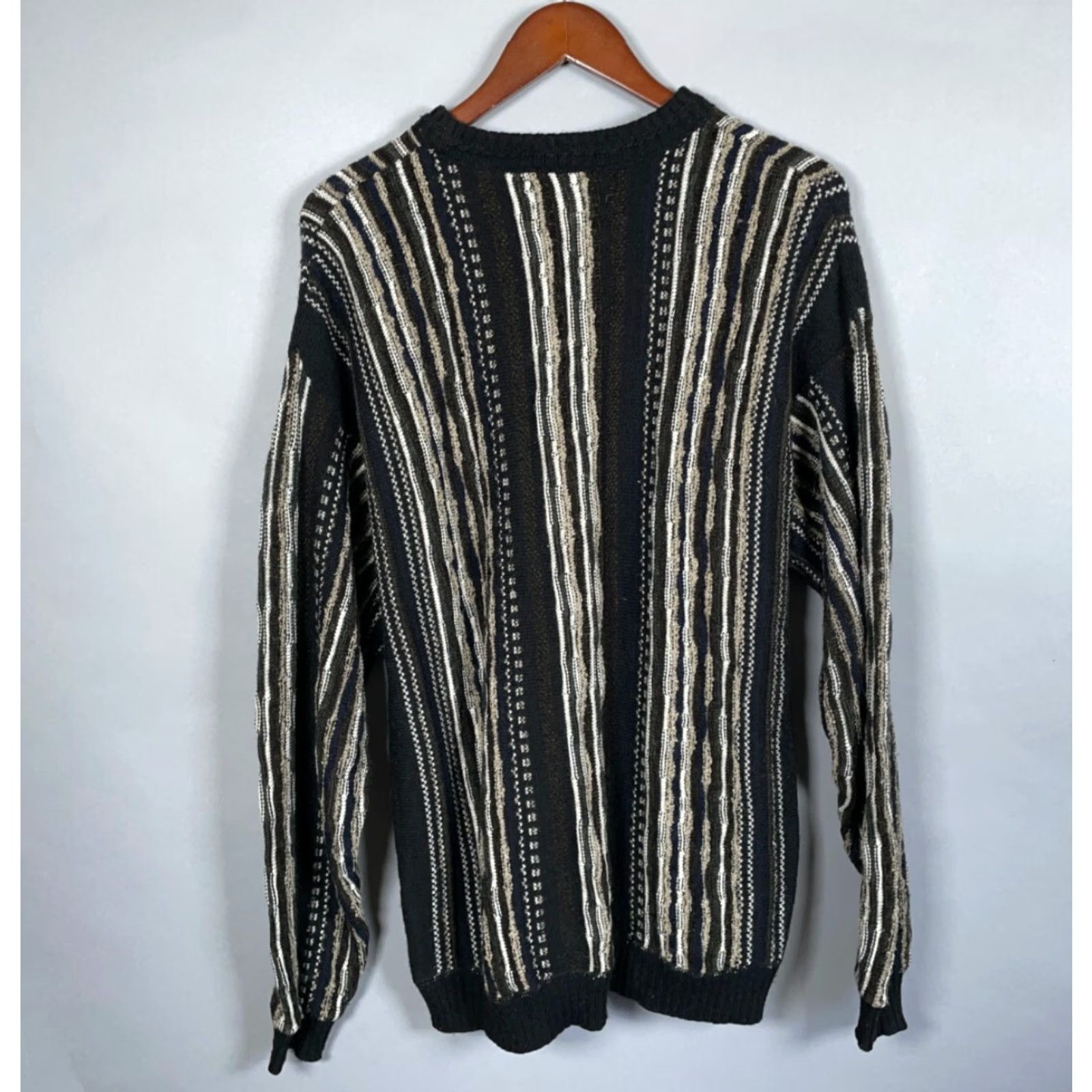 Haggar Vintage Haggar Men's Textured Stripe Sweater Adult Large Black Lightweight Knit 90s Size US L / EU 52-54 / 3 - 3 Thumbnail