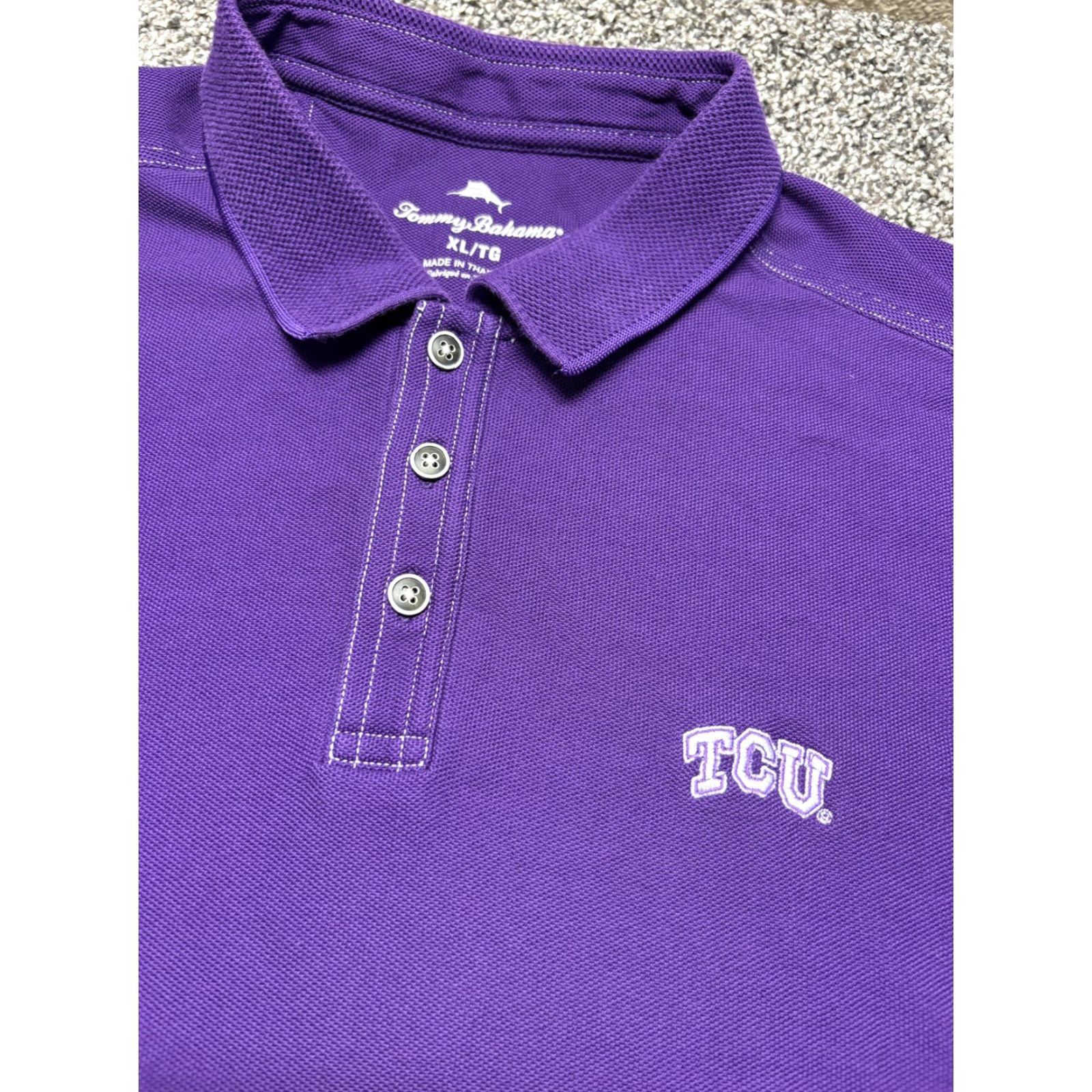 Tommy Bahama VINTAGE Tommy Bahama Polo Shirt Mens XL Purple 100% Cotton Golf TCU Horned Frogs Button Collar Short Sleeve Size US XL / EU 56 / 4 - 2 Thumbnail