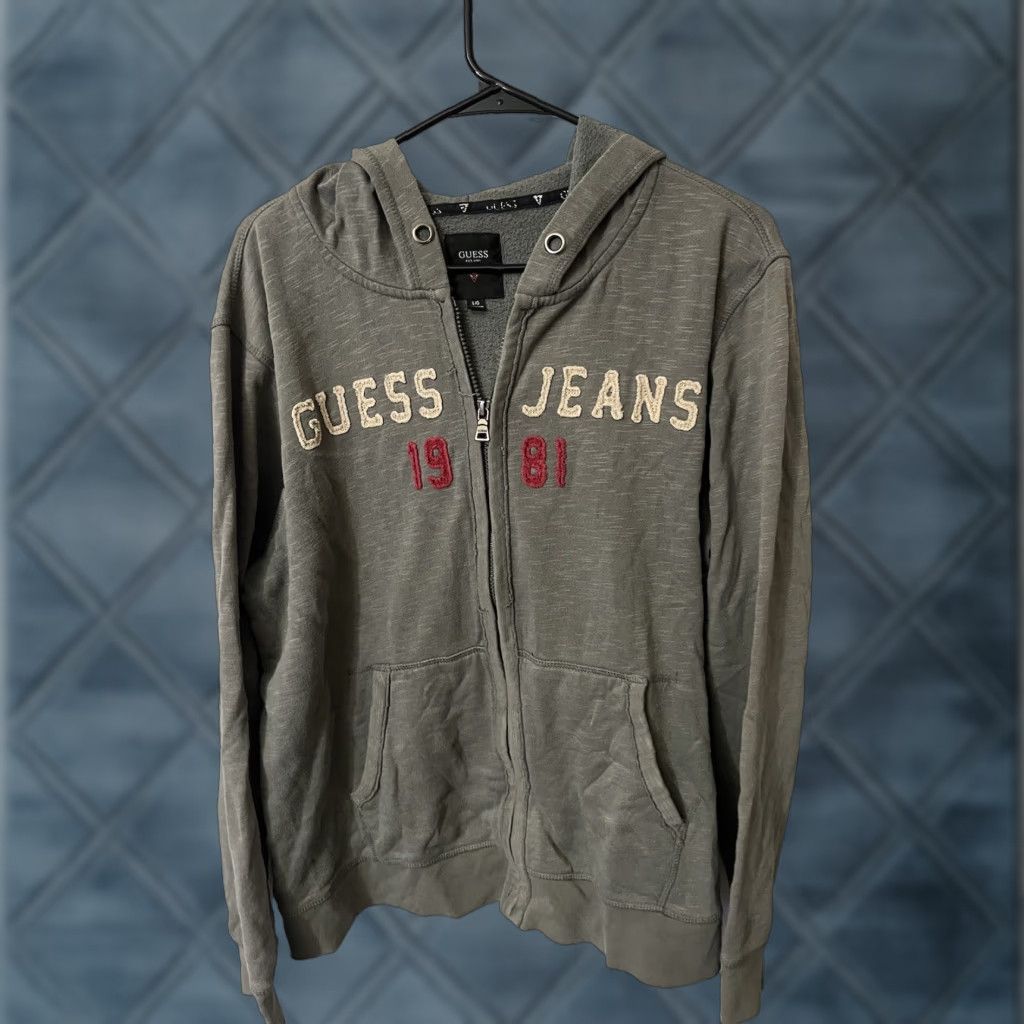 Guess GUESS Mens Jacket Full Zip Up Knit Cotton Grey Size Large Size US L / EU 52-54 / 3 - 1 Thumbnail