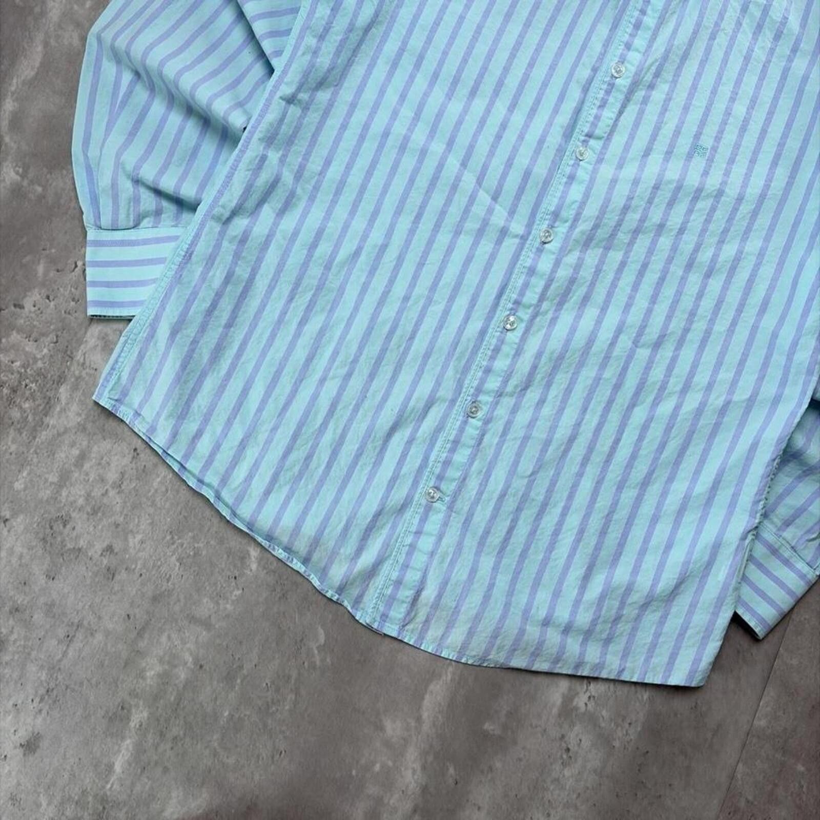 Givenchy Y2K Blue Givenchy Logo Striped Long Sleeve Button Up Shirt Size US M / EU 48-50 / 2 - 6 Thumbnail
