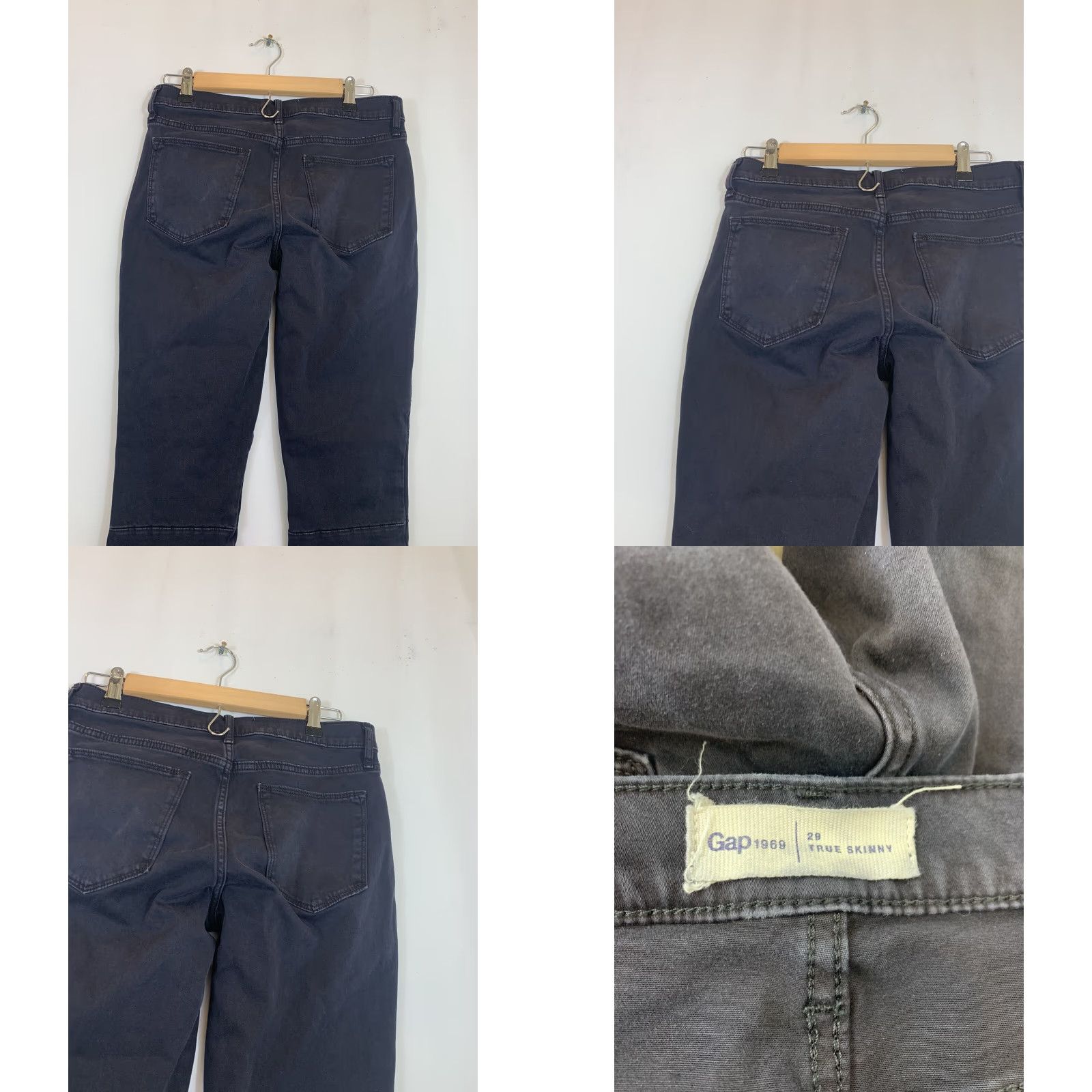 Gap VINTAGE Gap Womens Jeans Skinny Black Moto Denim Pockets Zipper 29 Size 29" - 8 Thumbnail