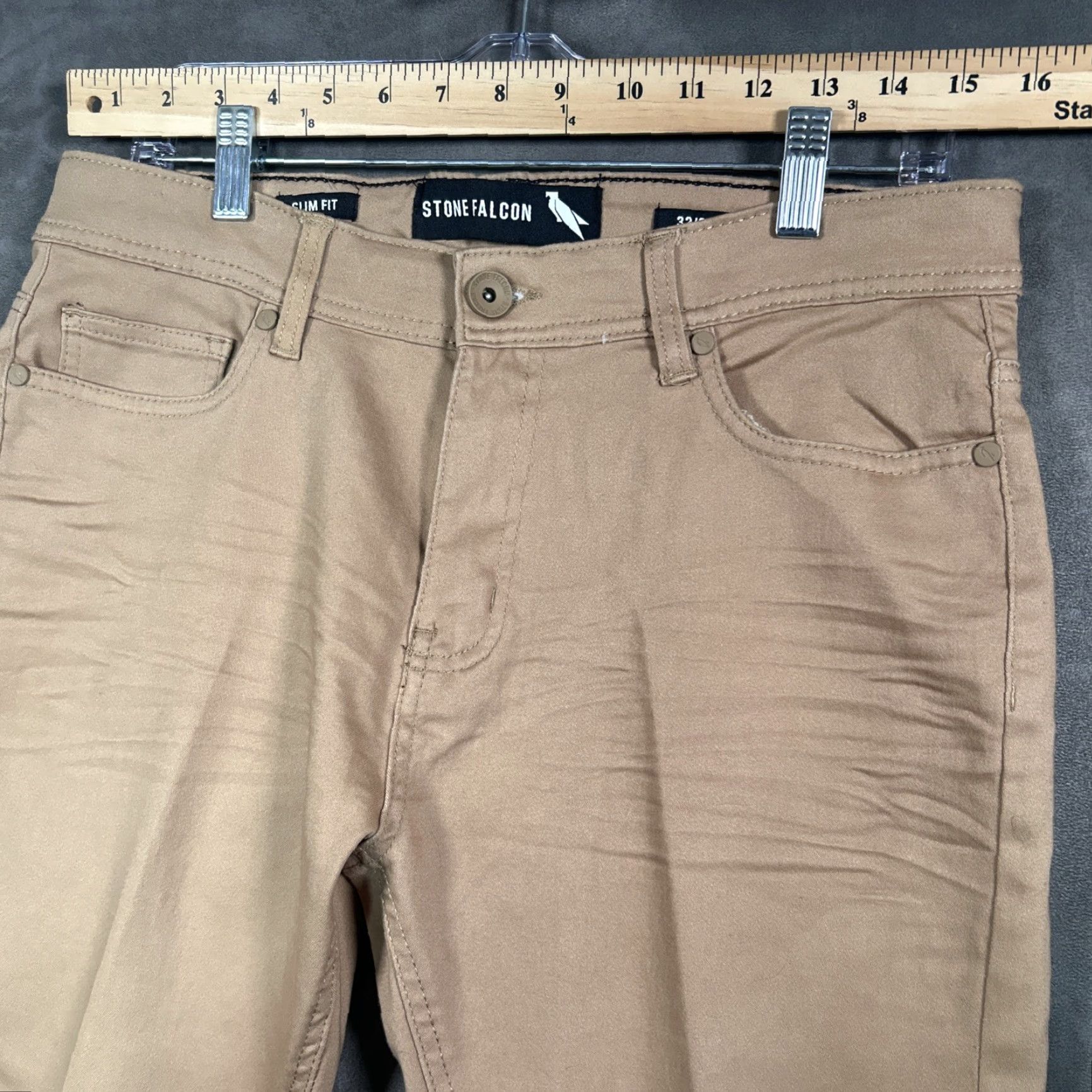 Vintage Stone Falcon Slim Fit Pants Mens 32x30 Beige Chino Stretch Comfort Casual 90s Mens Size US 32 / EU 48 - 3 Thumbnail