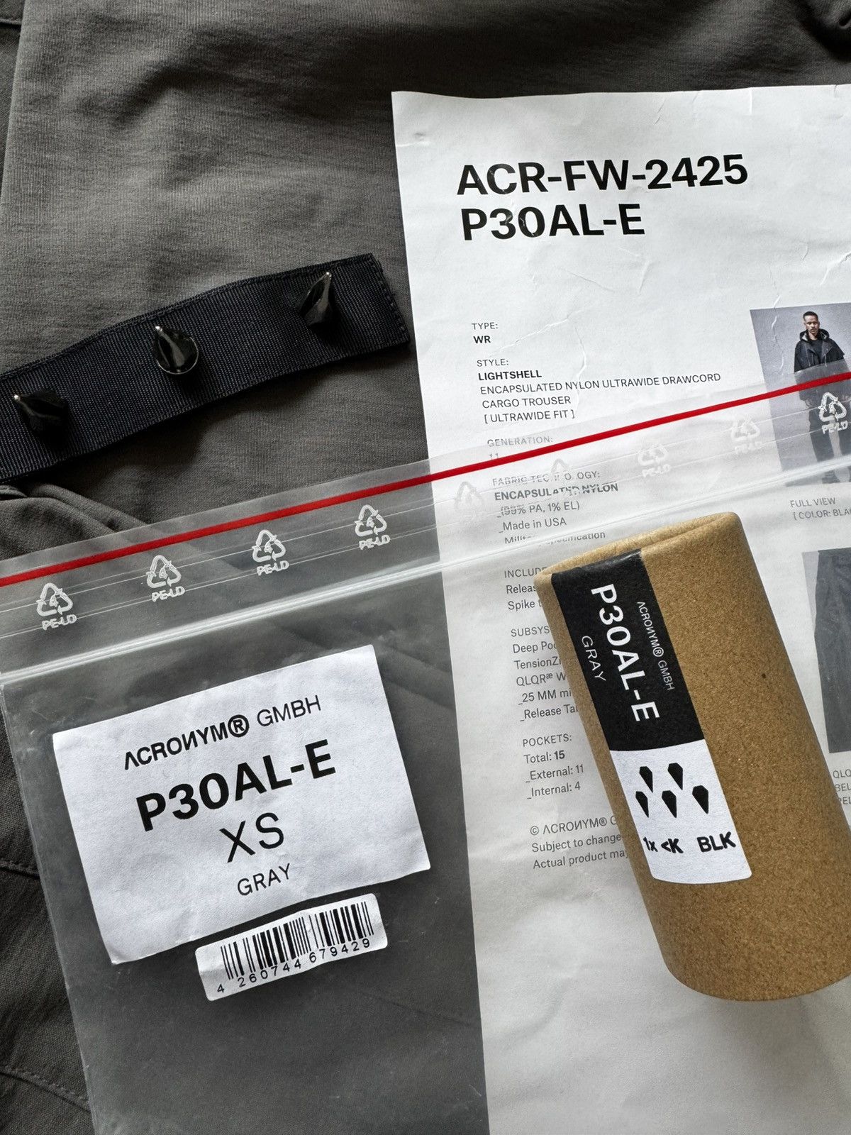 Acronym P30AL-E Wide-Leg Belted Layered Nylon Cargo Trousers - Gray Size US 28 / EU 44 - 3 Thumbnail