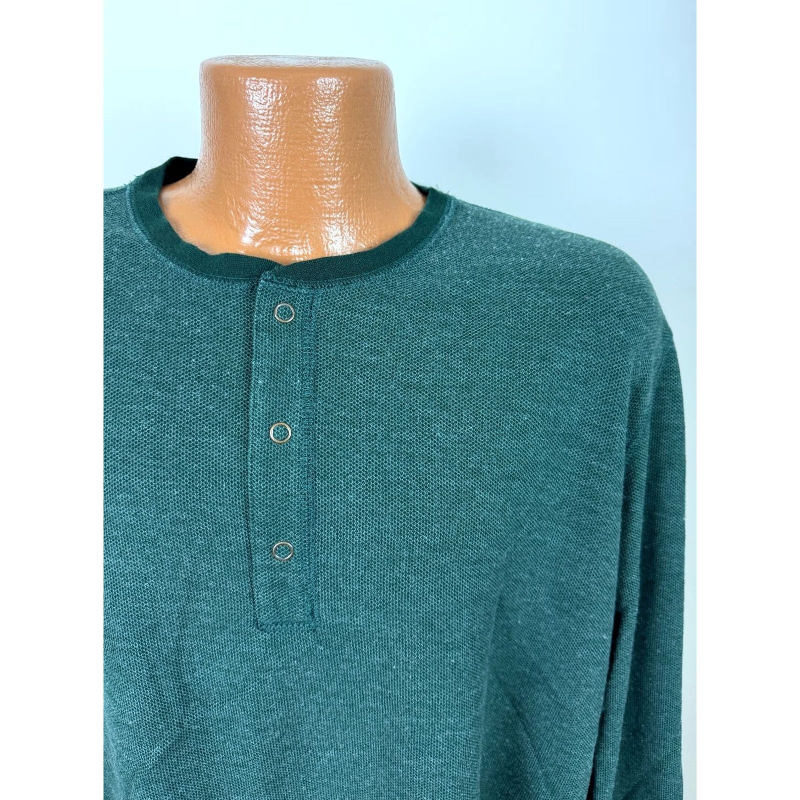 UNTUCKit UNTUCKit Henley Shirt Men XXL Minimal Outdoors Heather Forest Green Pique Knit Shirt Mens X200 Size US XXL / EU 58 / 5 - 3 Thumbnail