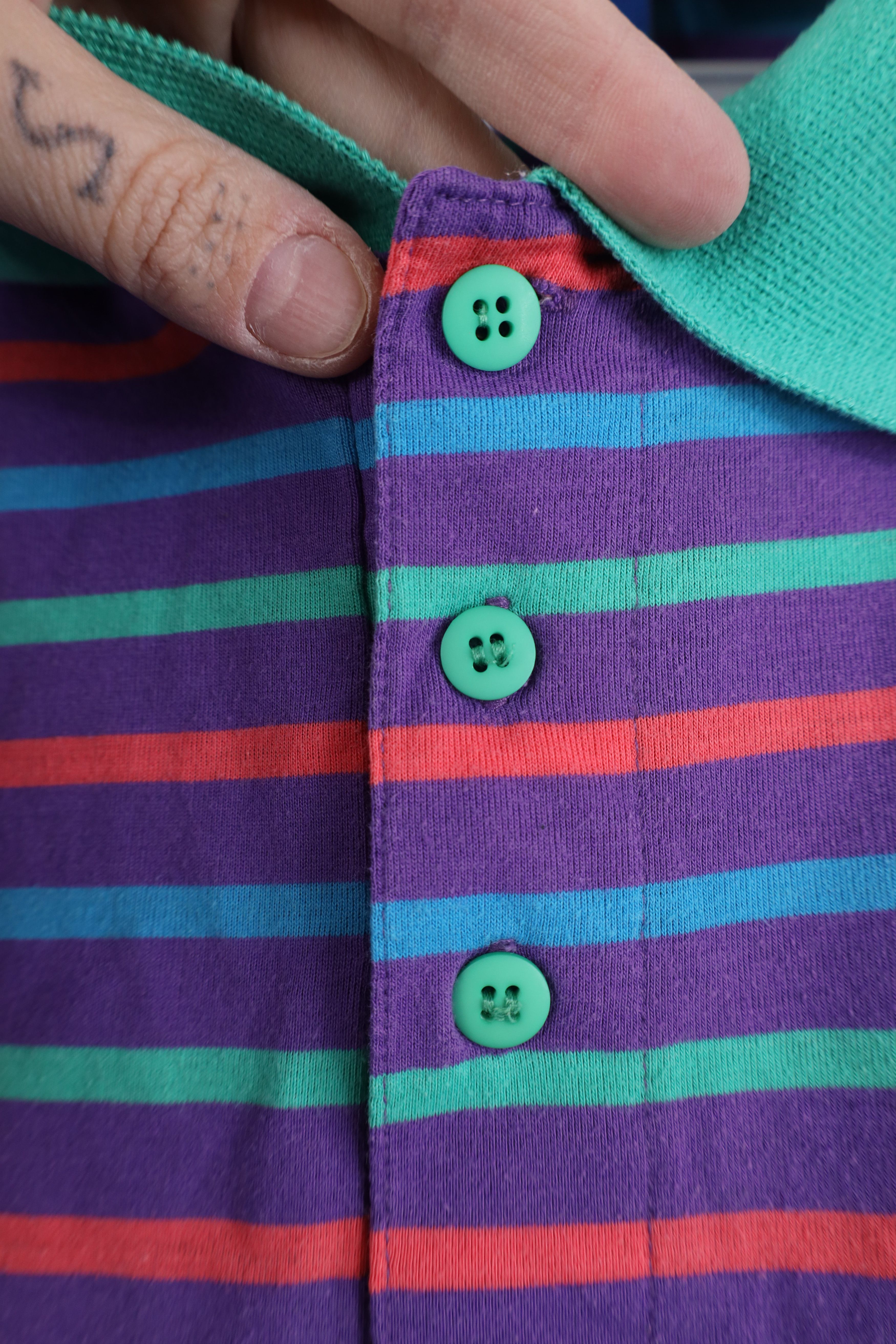 Vintage Vintage 90s Streetwear Striped Knit Collared Golf Polo Size US XL / EU 56 / 4 - 4 Thumbnail