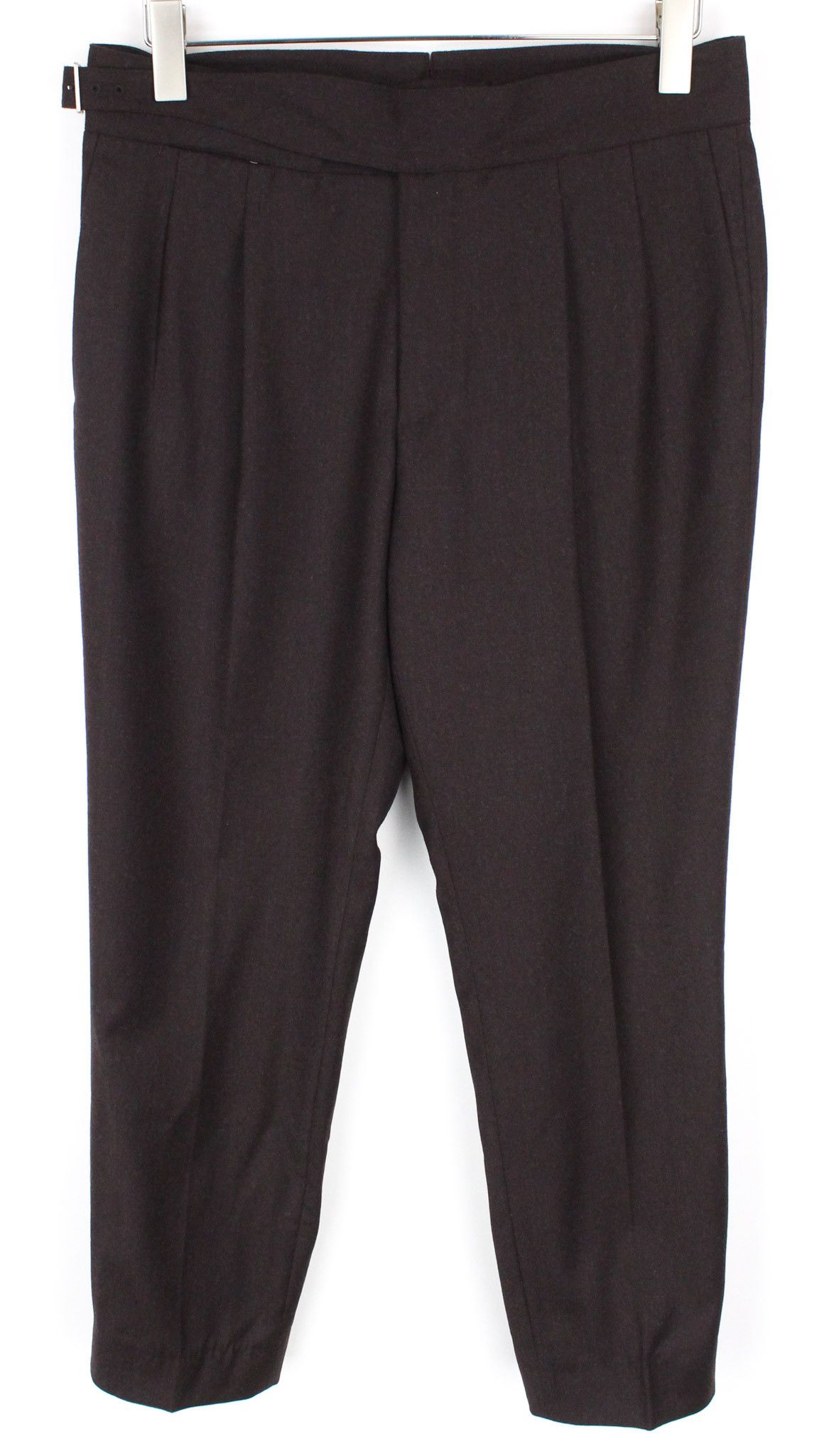 image of Suitsupply Felini Uk32R Dark Purple Wool Pleated Front 72381, Men's (Size 34S)