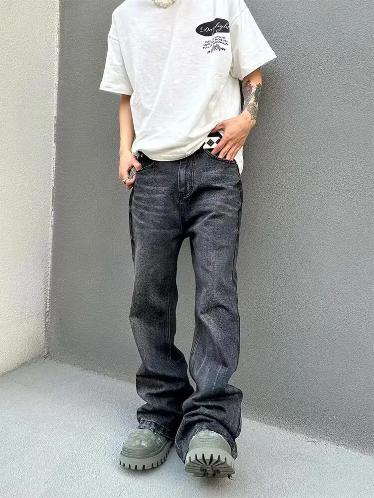 image of Vintage Punk Grunge Fade Skate Flared Jeans in Grey, Men's (Size 32)