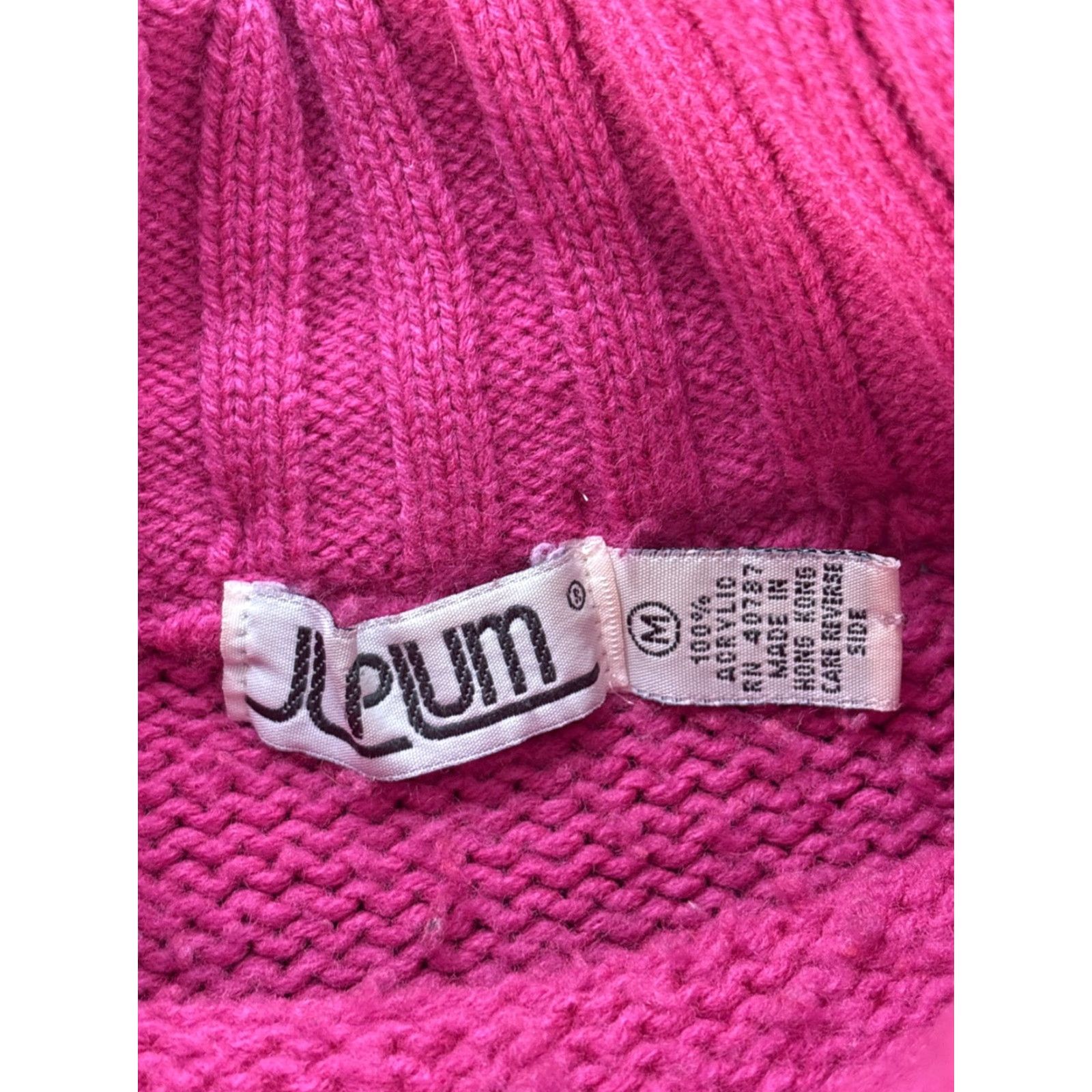 Vintage VINTAGE Plum Sweater Womens M Knit Mock Neck Pink Cotton Chunky Knit 90s Preppy Fisherman Womens Size M / US 6-8 / IT 42-44 - 4 Thumbnail