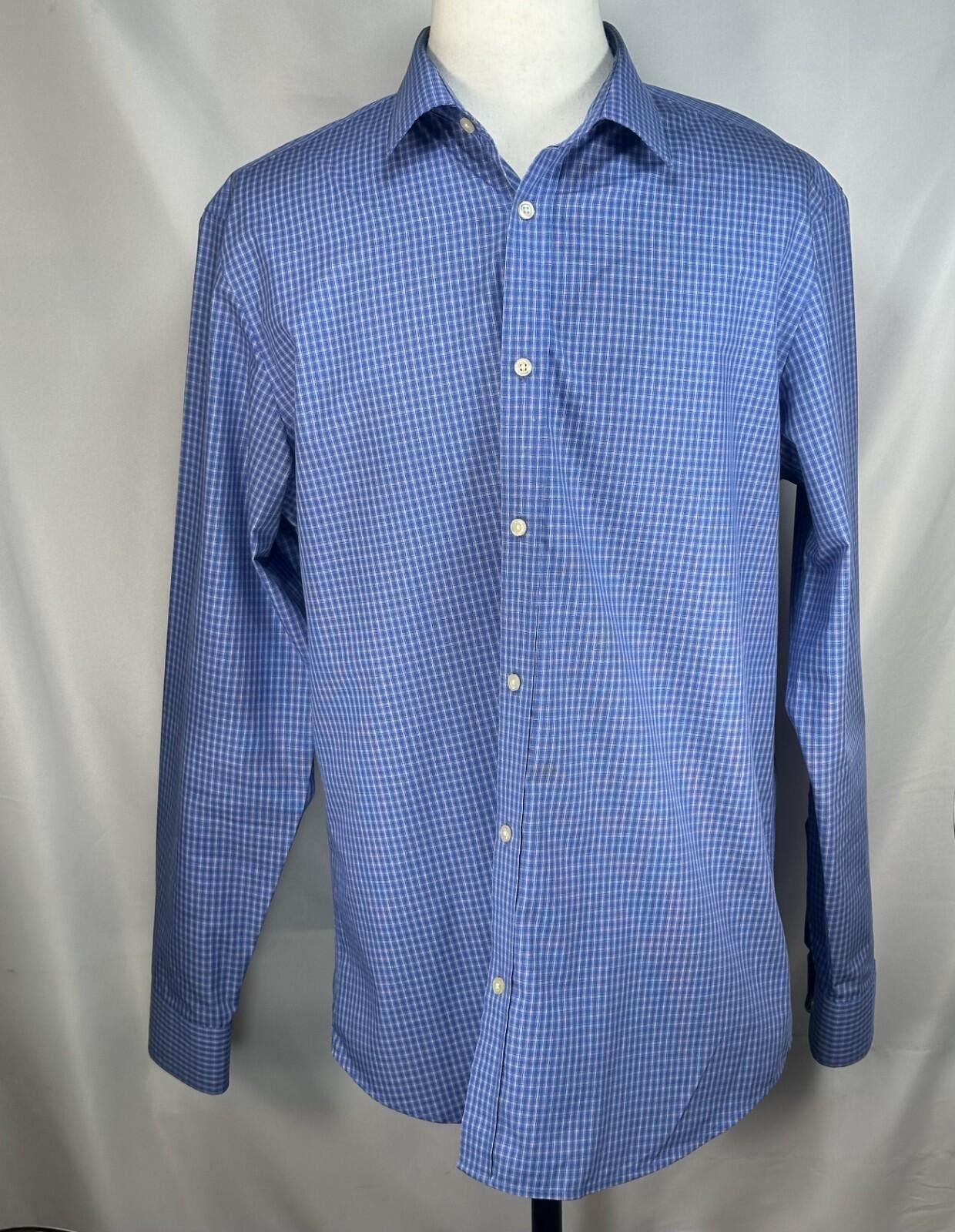 Banana Republic Banana Republic Non-Iron Check Slim Button Up Blue Mens XL Size US XL / EU 56 / 4 - 1 Thumbnail