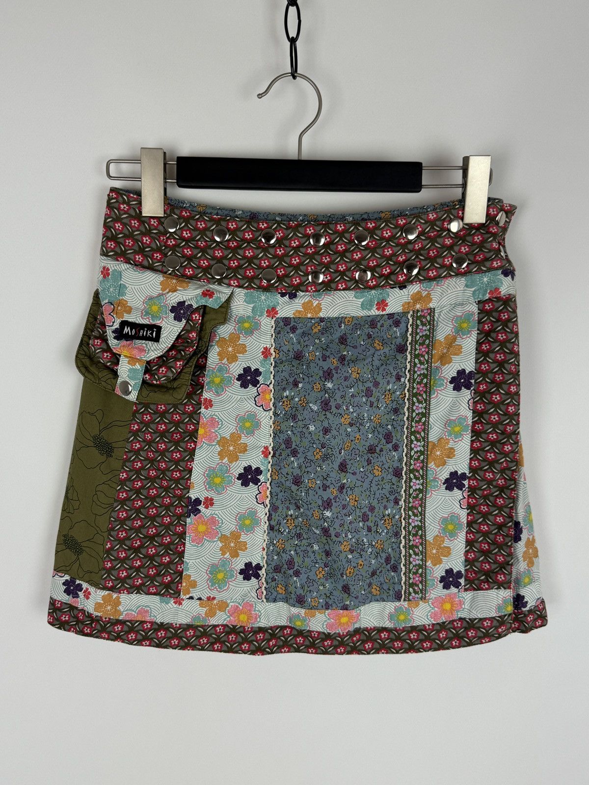 Vintage Y2K Vintage Moshiki & Nijens Patchwork Reversible Mini Skirt Size 30" / US 8 / IT 44 - 1 Thumbnail